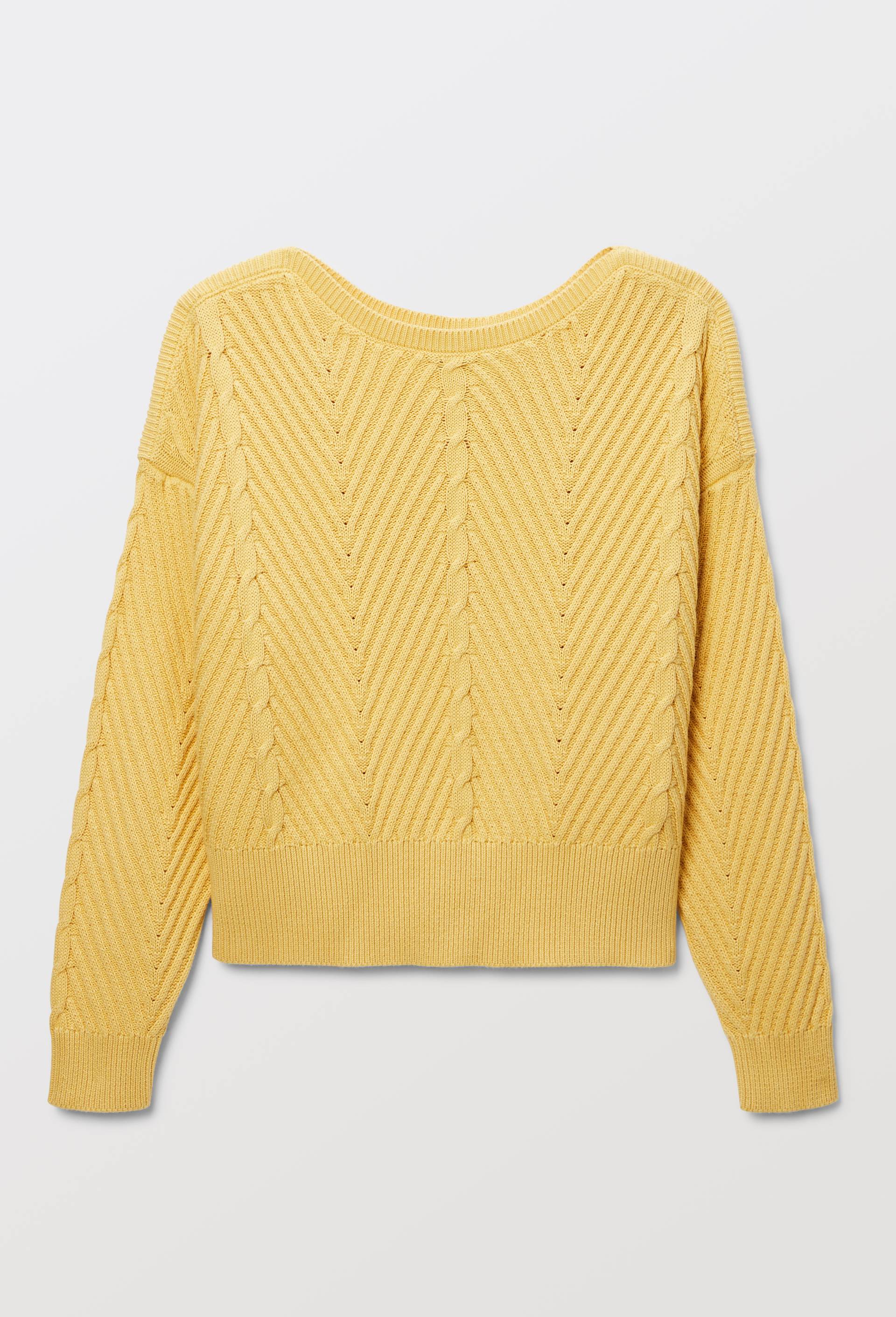 Pull col bateau torsad&eacute;, Jaune, large image number 2