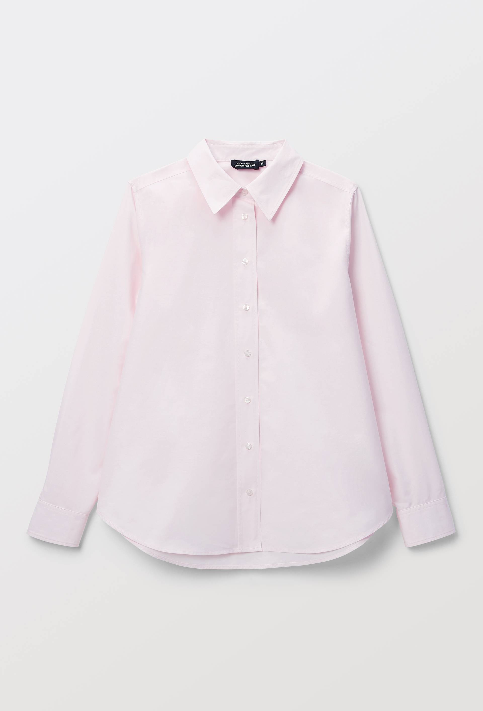 Chemise manches longues unie en coton BIO GOTS, Rose clair, large image number 2