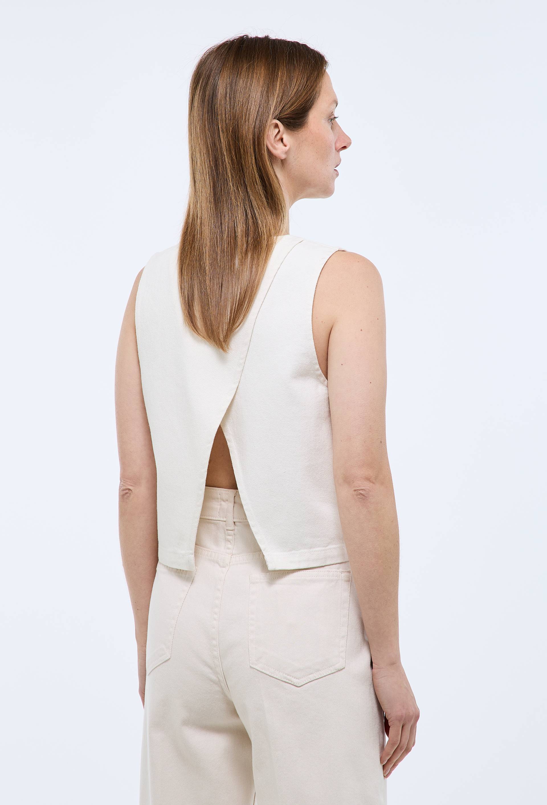 Top sans manches uni en coton BIO GOTS, Ecru, large image number 1