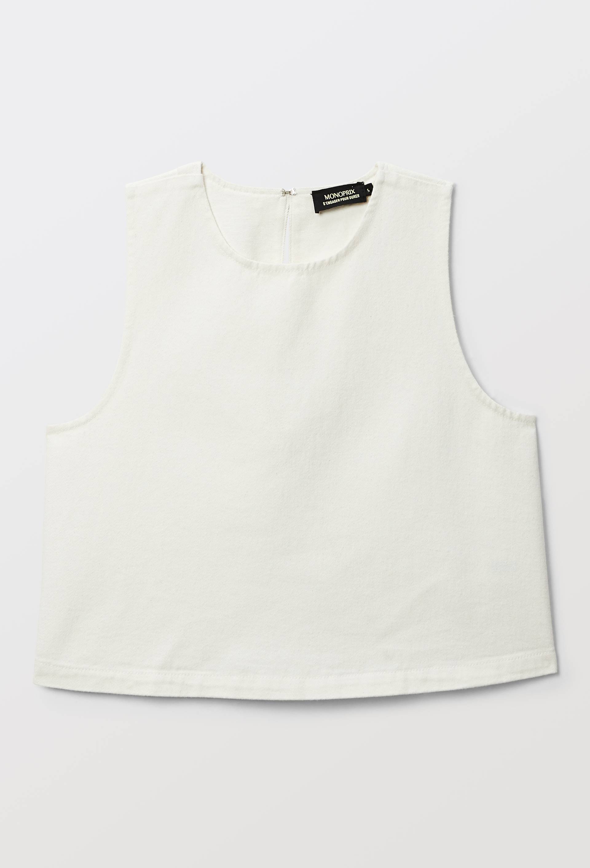 Top sans manches uni en coton BIO GOTS, Ecru, large image number 2