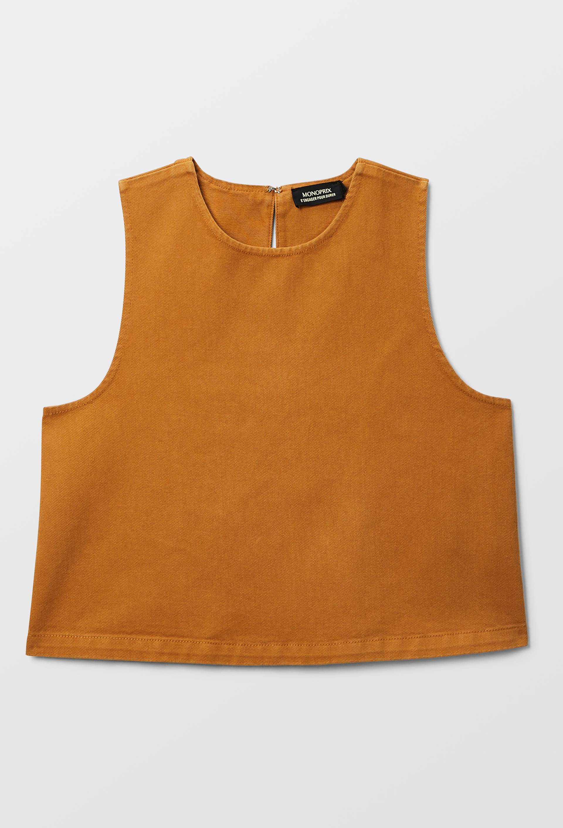 Top sans manches uni en coton BIO GOTS, Brun clair, large image number 3