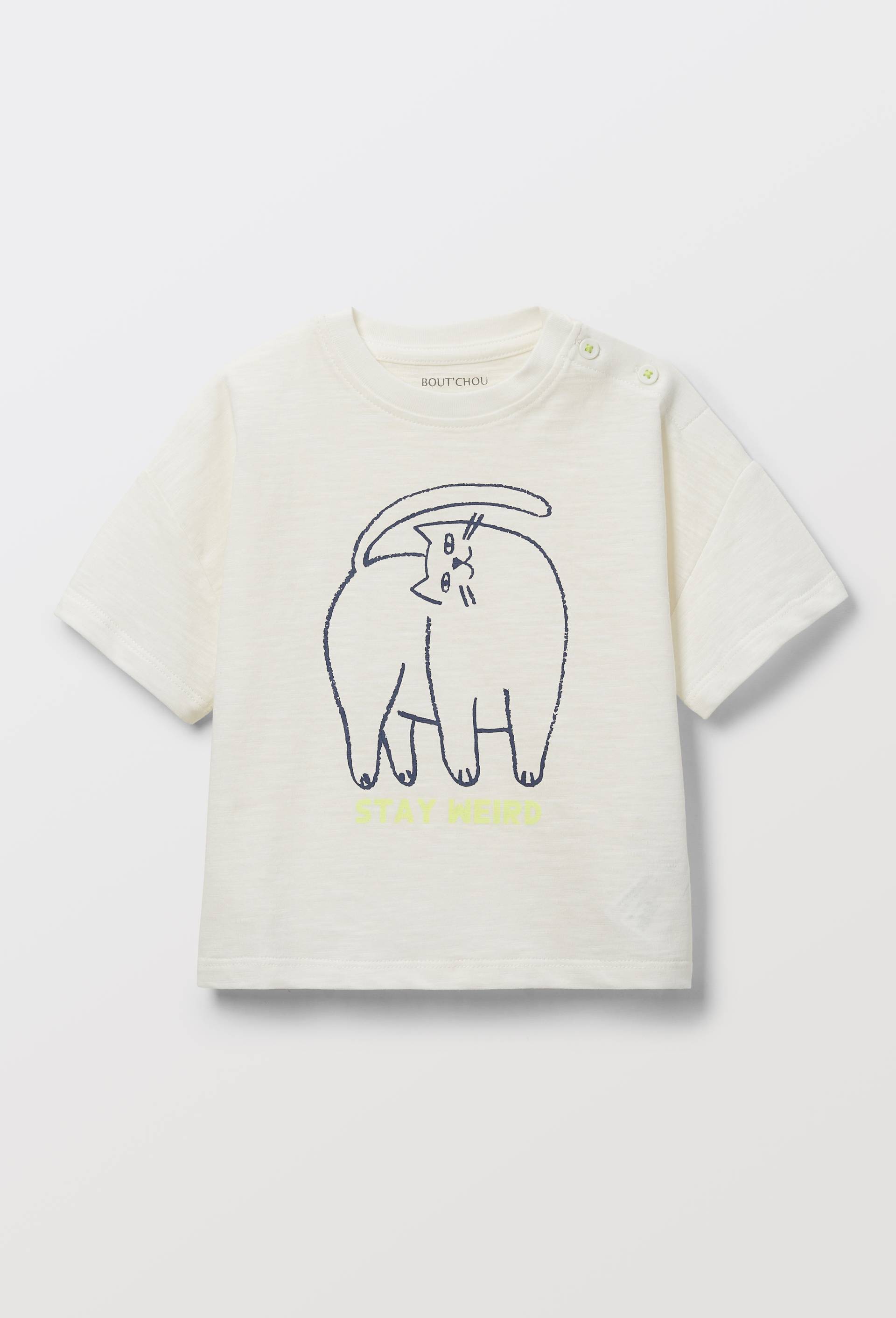 T-shirt manches courtes imprim&eacute; en coton BIO GOTS, Ecru, large image number 0