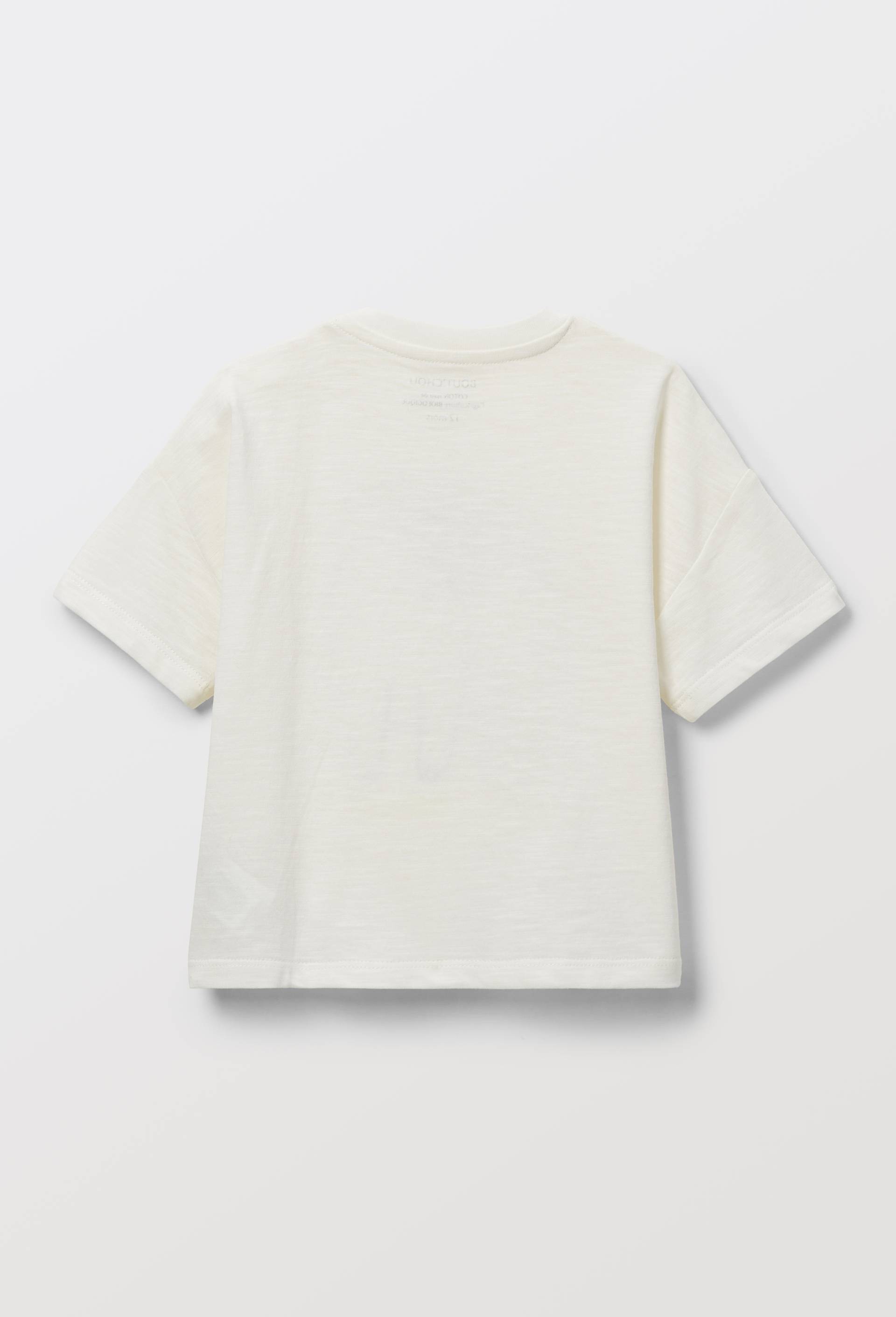 T-shirt manches courtes imprim&eacute; en coton BIO GOTS, Ecru, large image number 1