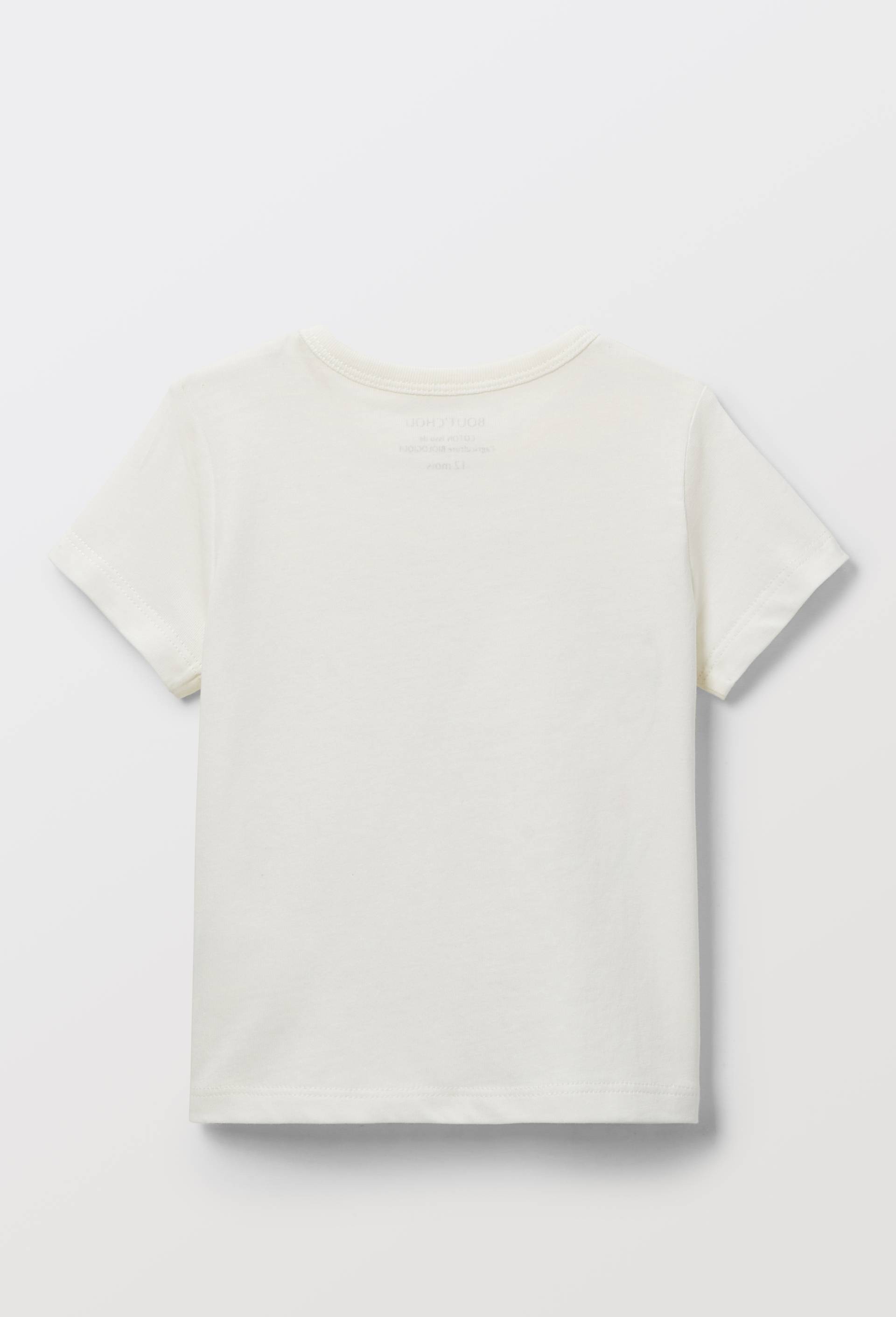 T-shirt manches courtes imprim&eacute; en coton BIO GOTS, Ecru, large image number 2.0