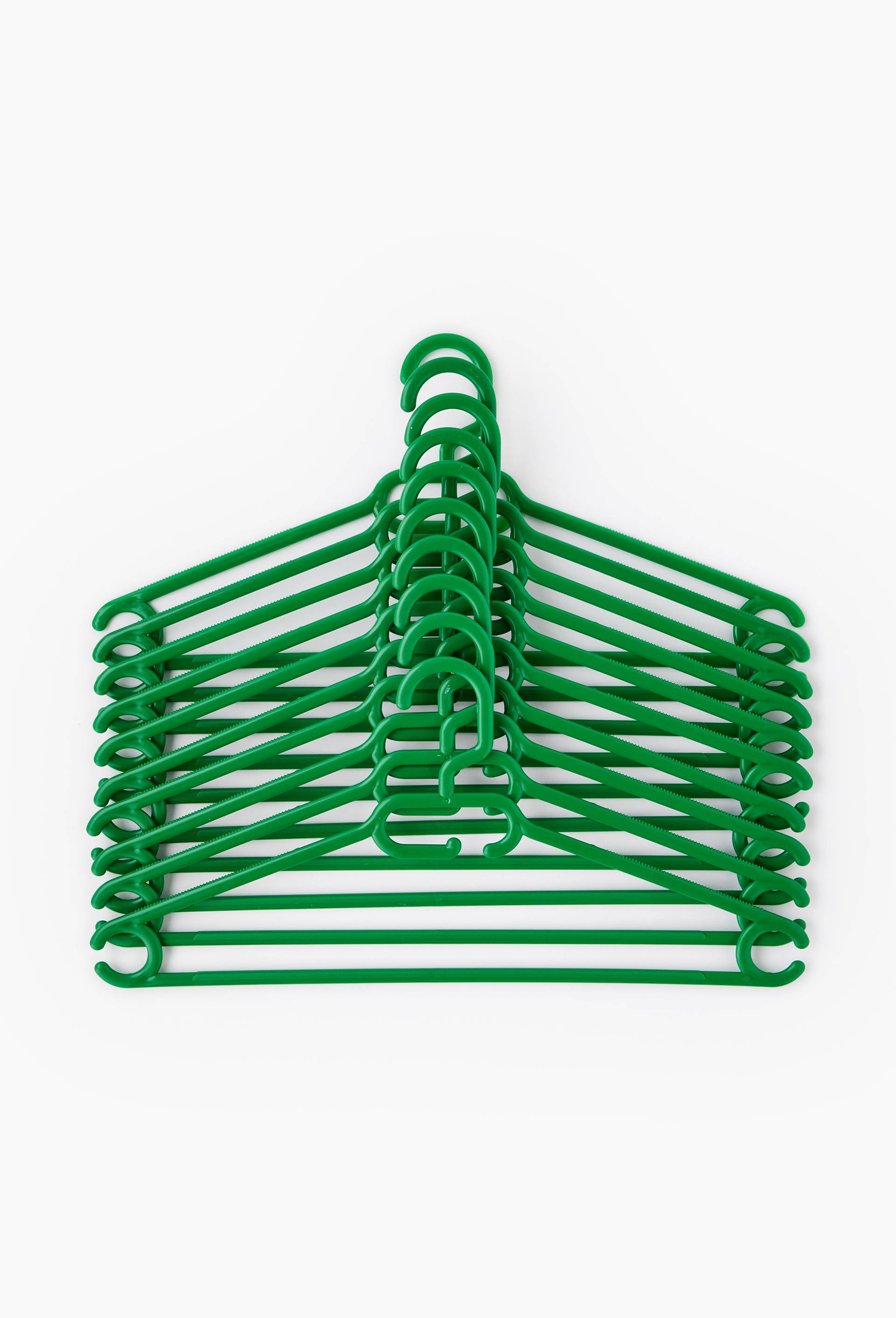 Lot de 10 cintres, en plastique, Fabriqu&eacute; en France, Vert, large image number 0