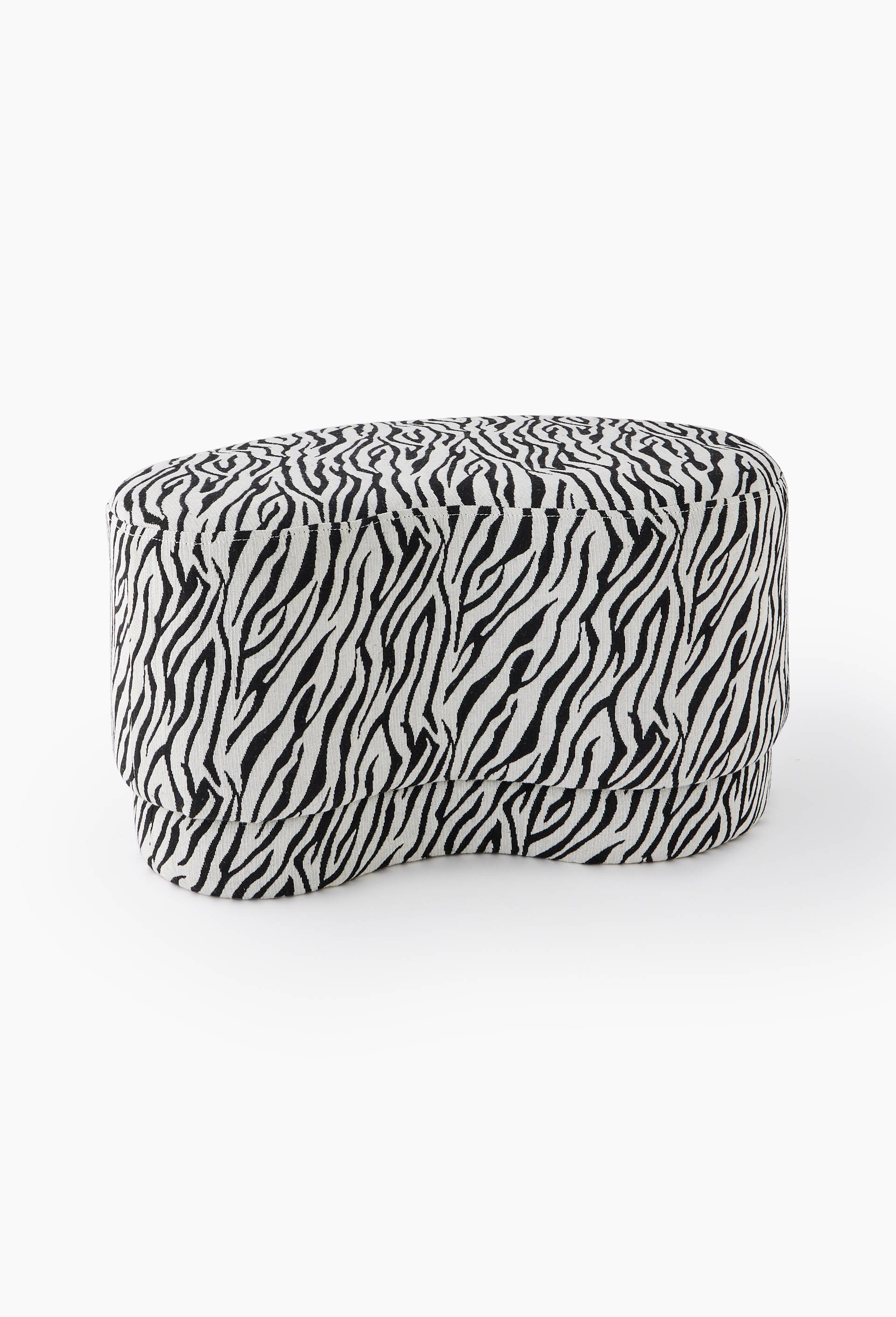 Pouf ondul&eacute;, 55x30xH38cm, en polyester, Noir, large image number 0