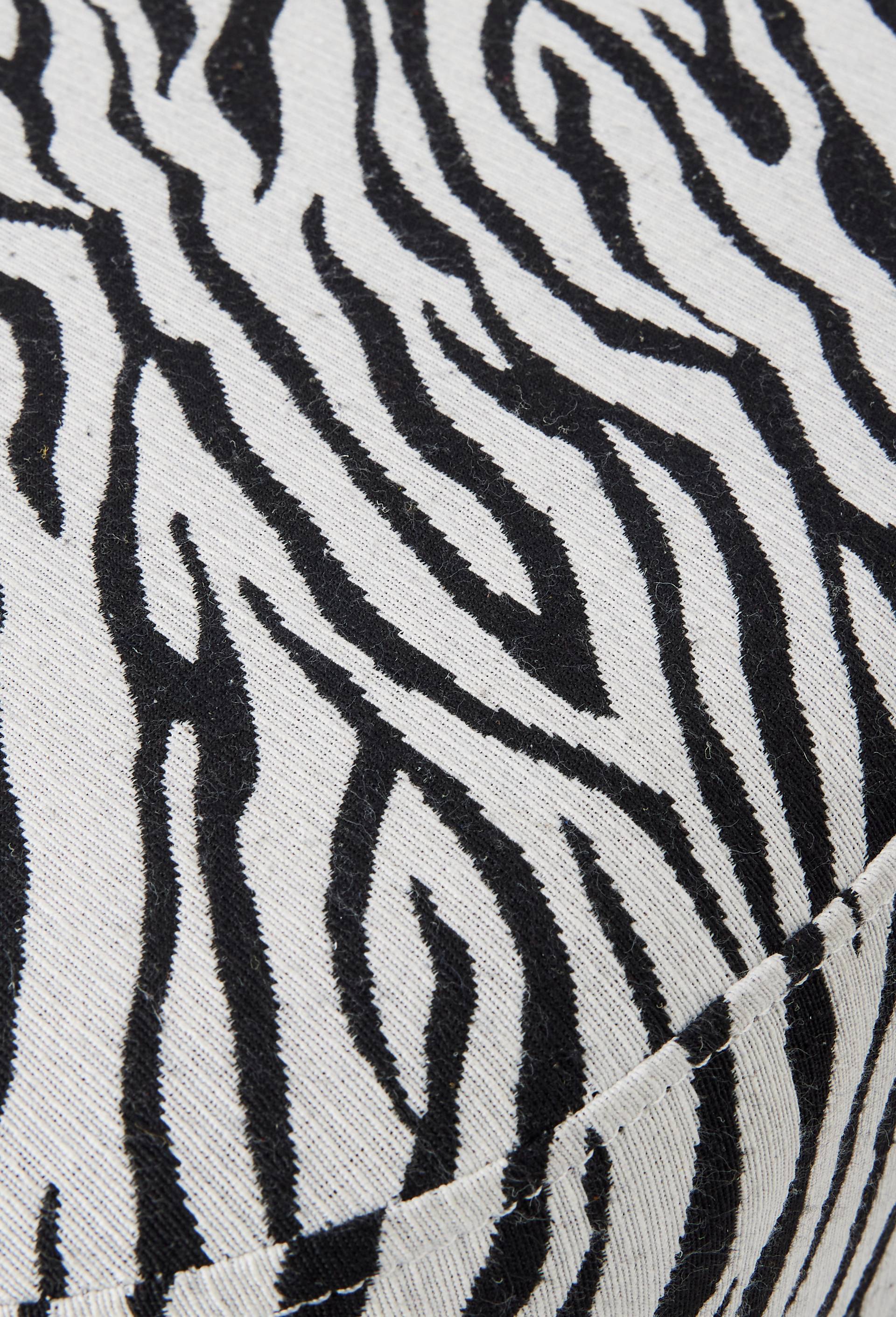 Pouf ondul&eacute;, 55x30xH38cm, en polyester, Noir, large image number 1.0