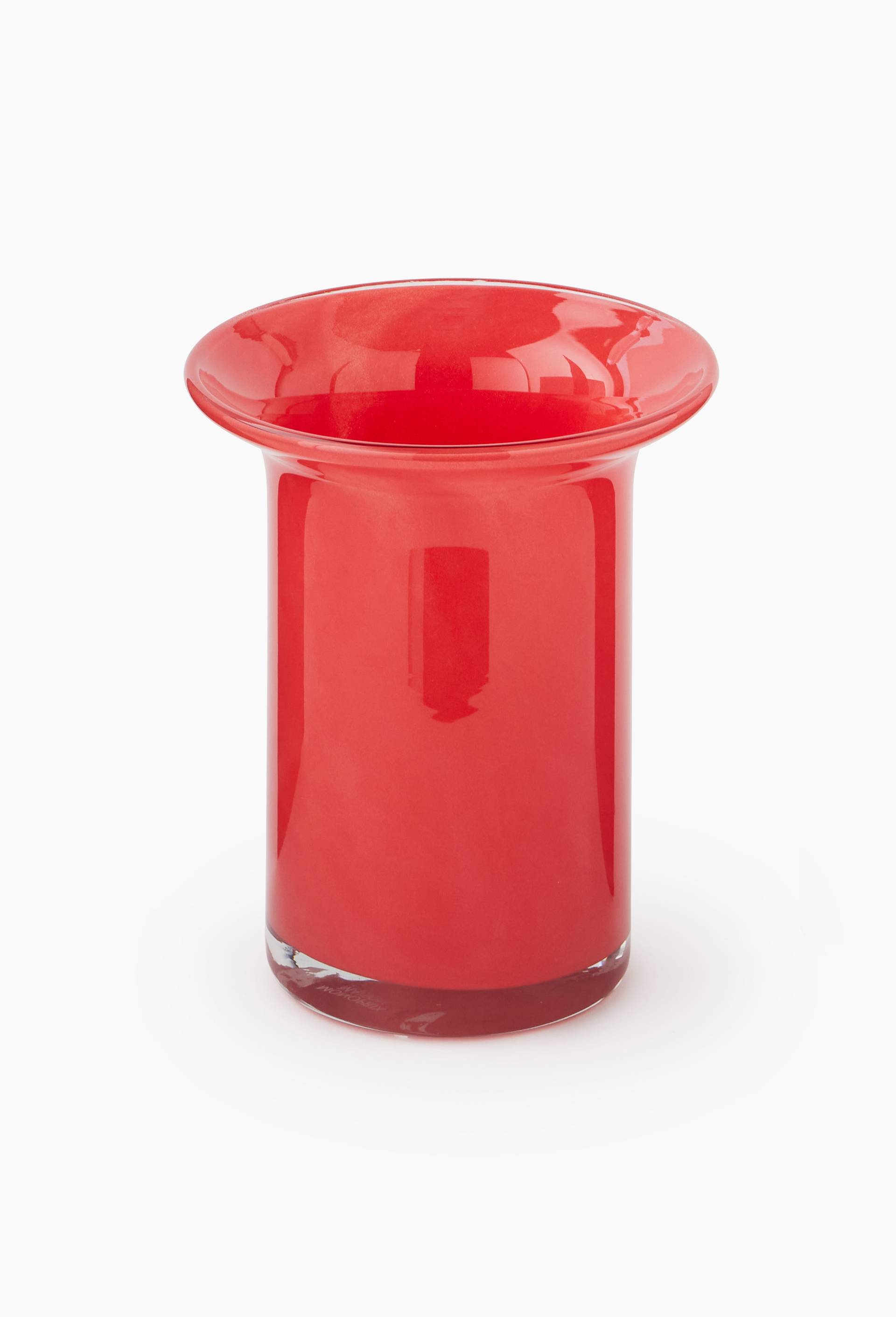 Vase soucoupe, D14xH17cm, en verre, Rouge, large image number 0