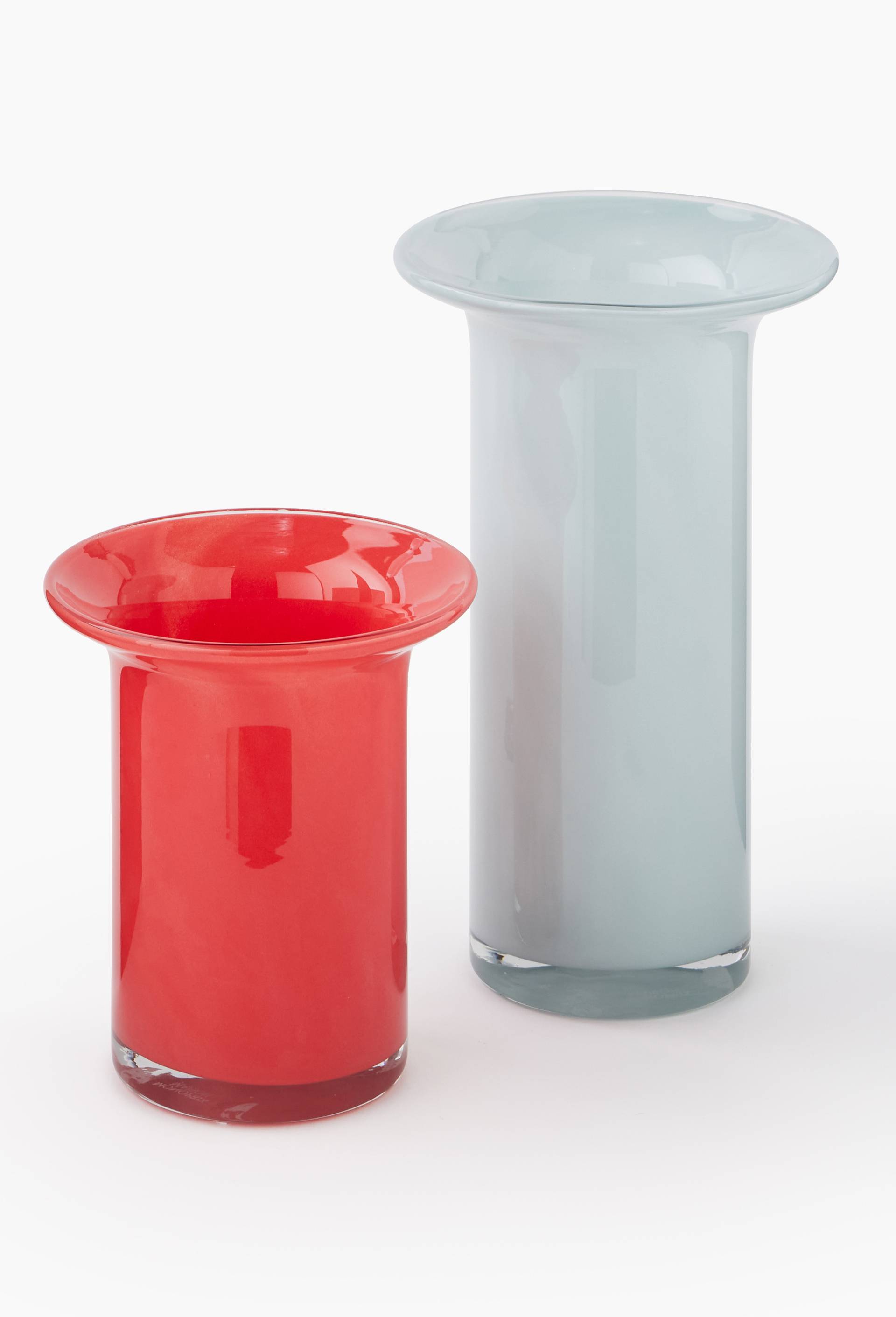 Vase soucoupe, D14xH17cm, en verre, Rouge, large image number 1