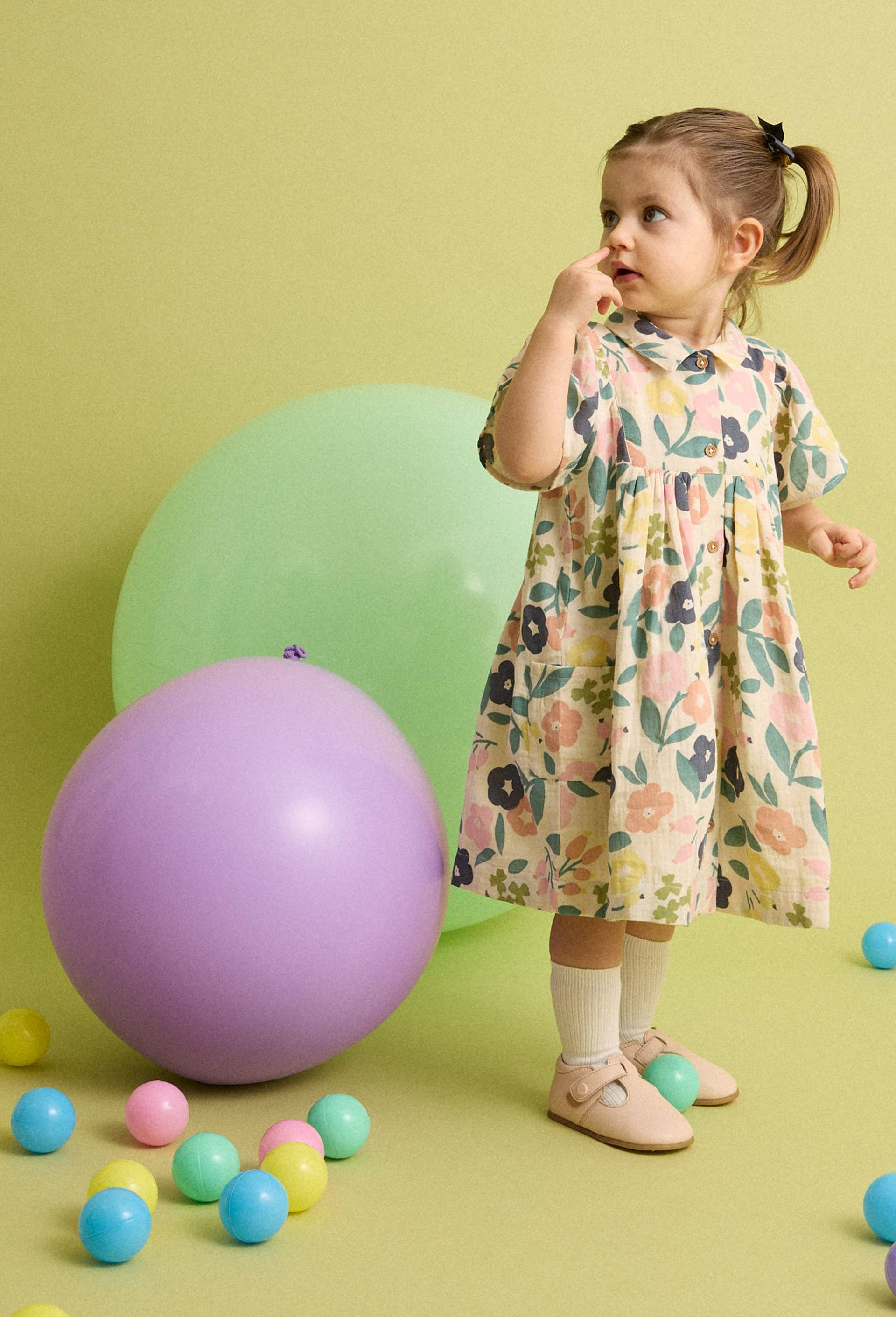 Robe avec bloomer imprim&eacute;s en coton BIO GOTS, Beige clair, large image number 0