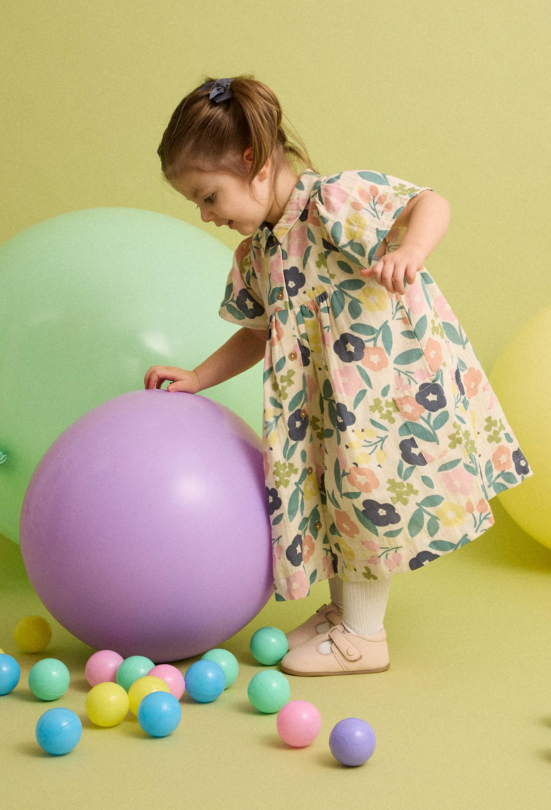 Robe avec bloomer imprim&eacute;s en coton BIO GOTS, Beige clair, large image number 1.0