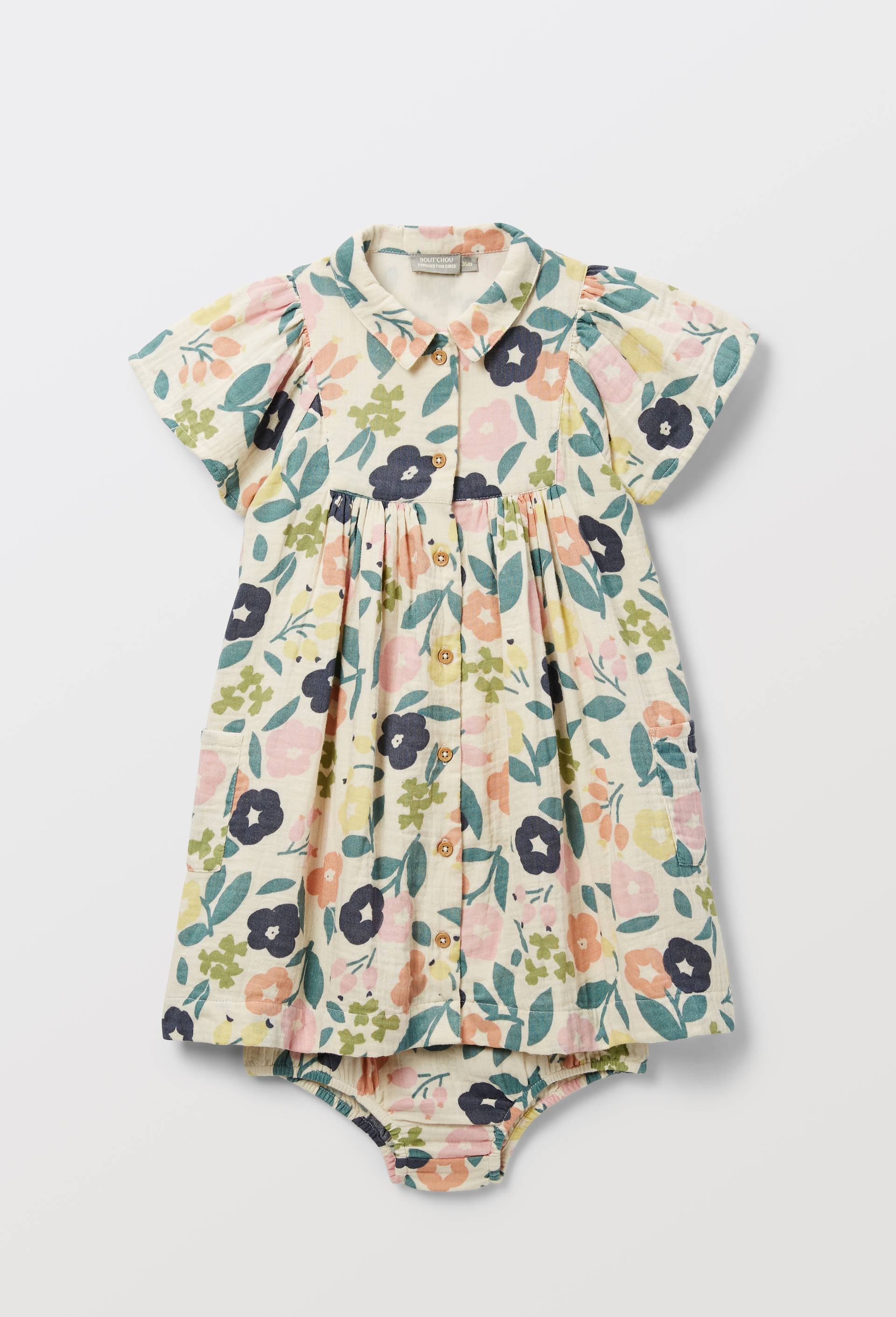 Robe avec bloomer imprim&eacute;s en coton BIO GOTS, Beige clair, large image number 3