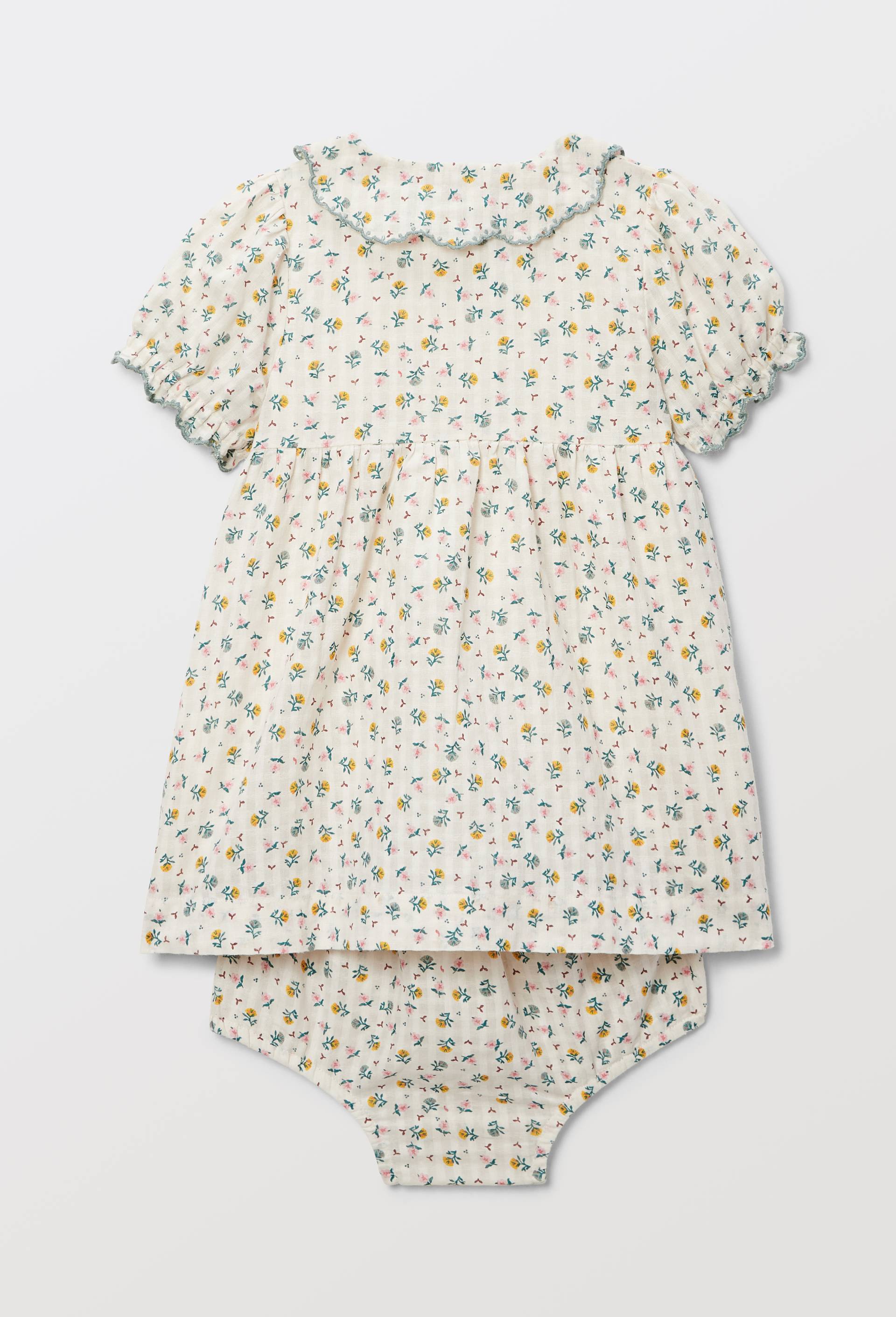 Robe avec bloomer imprim&eacute;s en coton BIO GOTS - collection C&eacute;r&eacute;monie, Beige clair, large image number 1.0