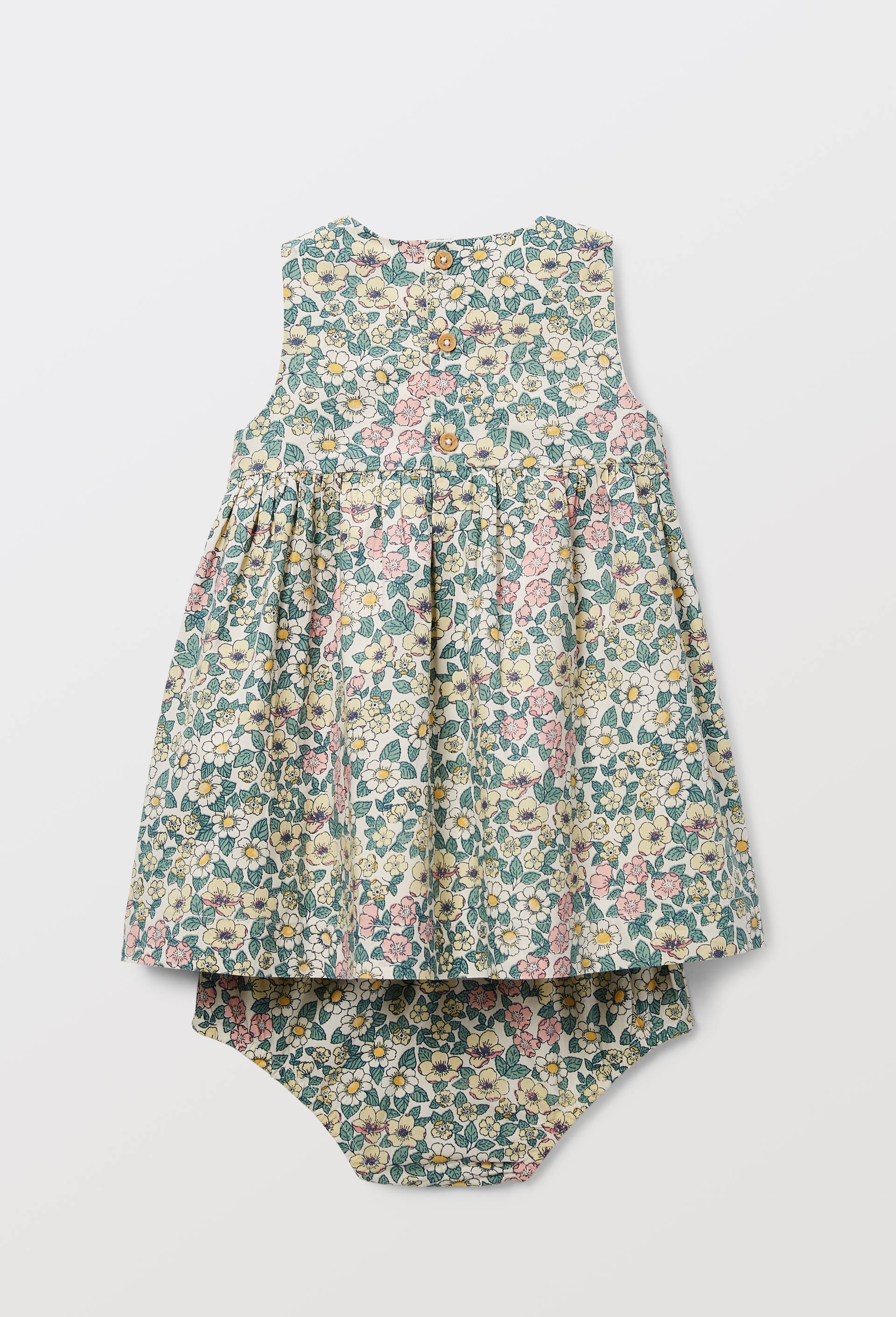 Robe avec bloomer imprim&eacute;s en coton BIO GOTS - collection C&eacute;r&eacute;monie, Beige clair, large image number 3.0