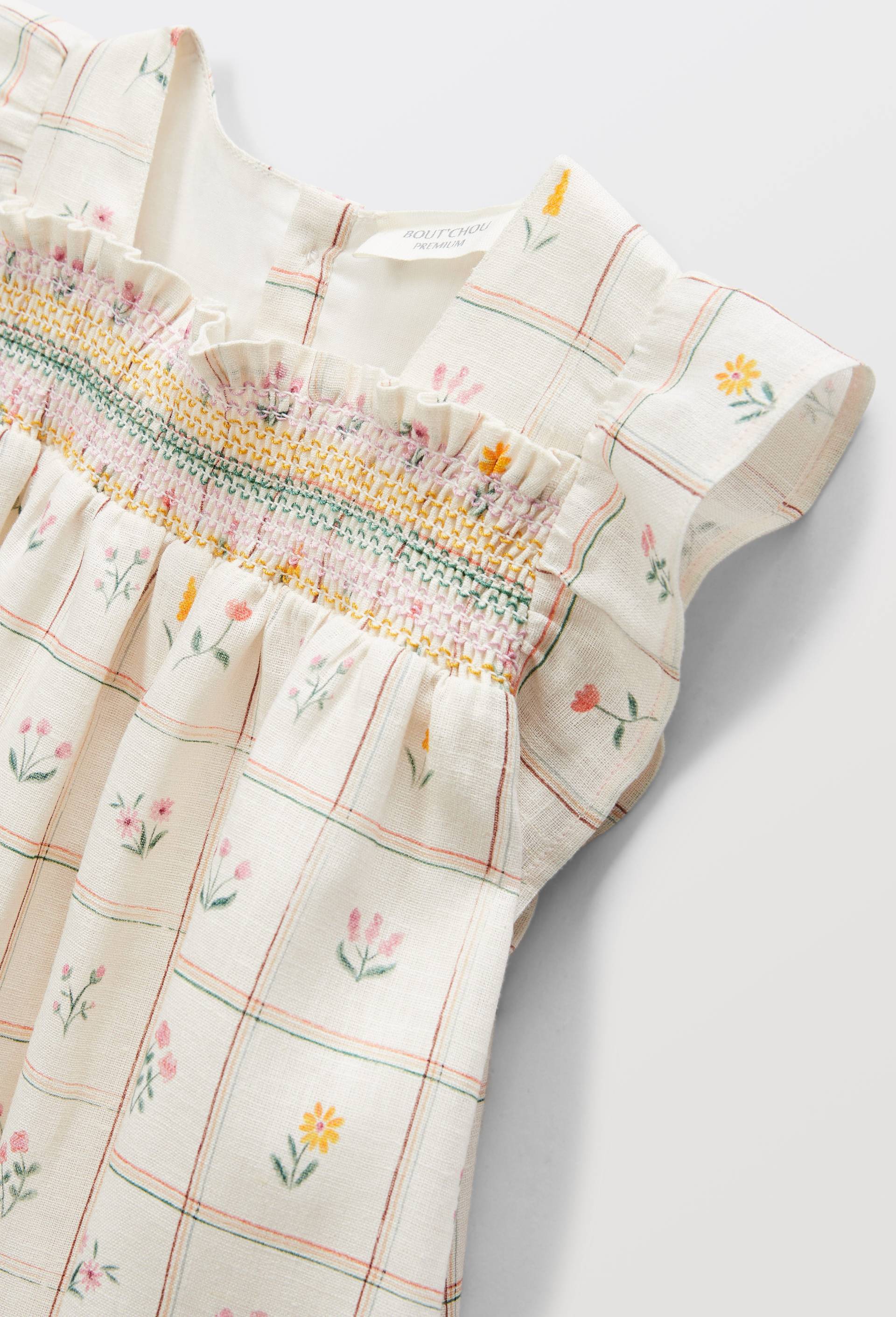 Robe avec bloomer  imprim&eacute;s contenant du lin - collection C&eacute;r&eacute;monie, Beige clair, large image number 3