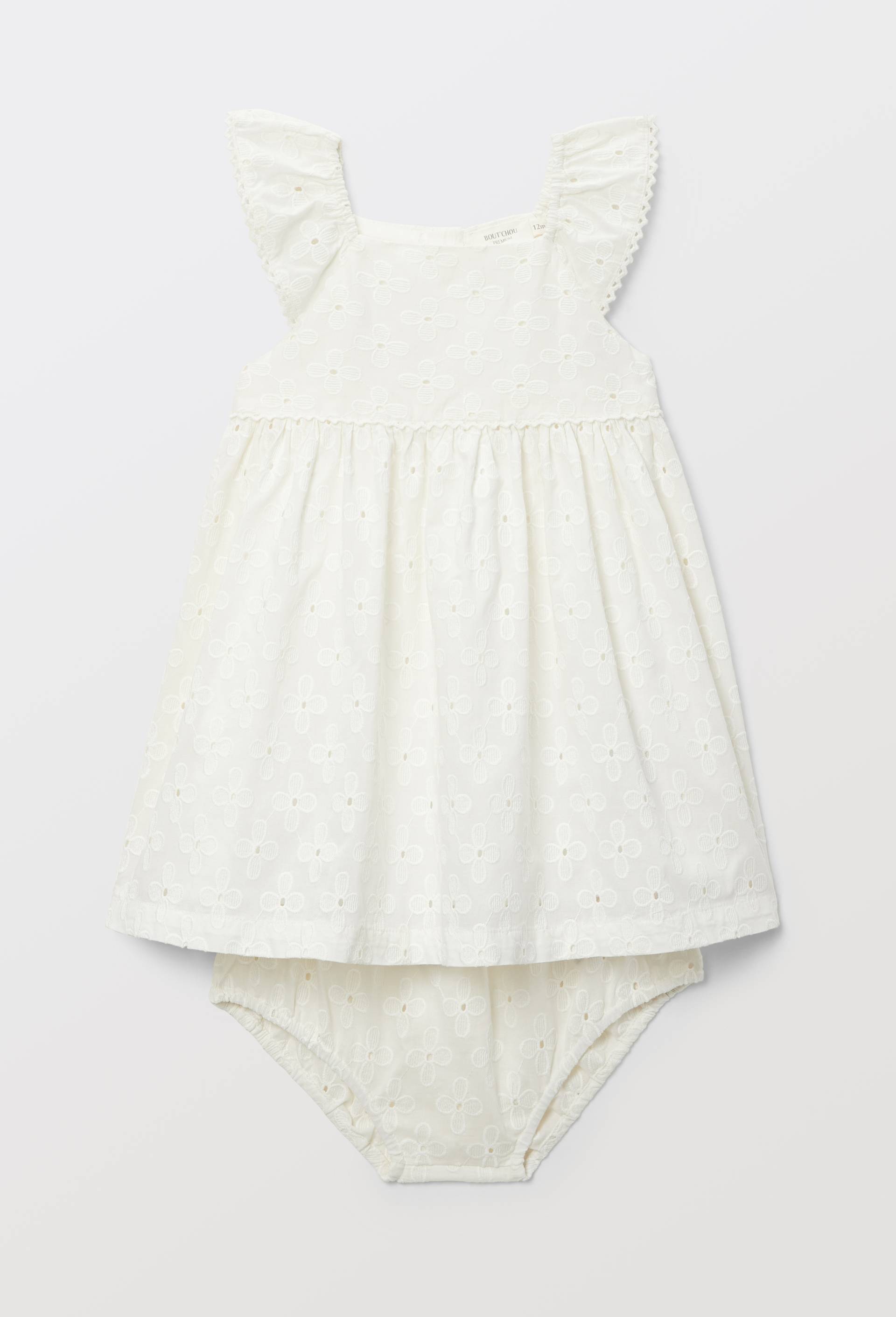 Robe avec bloomer brod&eacute;s en coton BIO GOTS - collection C&eacute;r&eacute;monie, Ecru, large image number 1.0