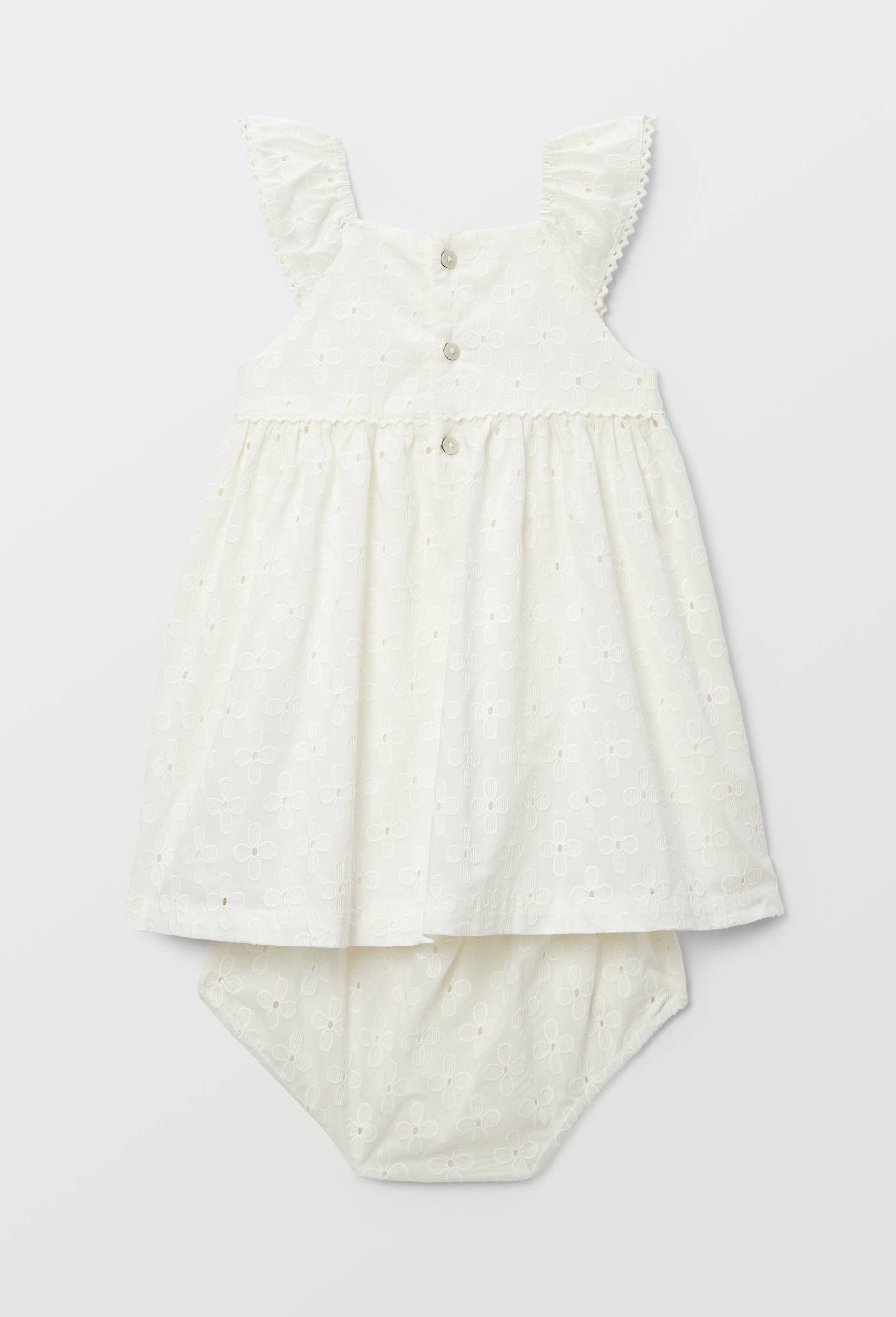 Robe avec bloomer brod&eacute;s en coton BIO GOTS - collection C&eacute;r&eacute;monie, Ecru, large image number 2