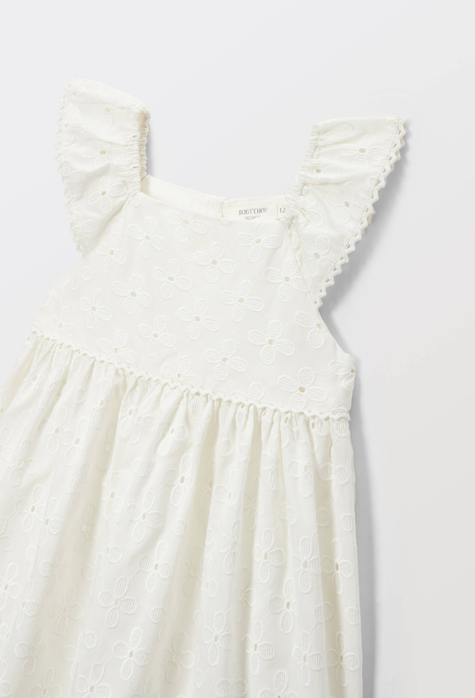 Robe avec bloomer brod&eacute;s en coton BIO GOTS - collection C&eacute;r&eacute;monie, Ecru, large image number 3.0