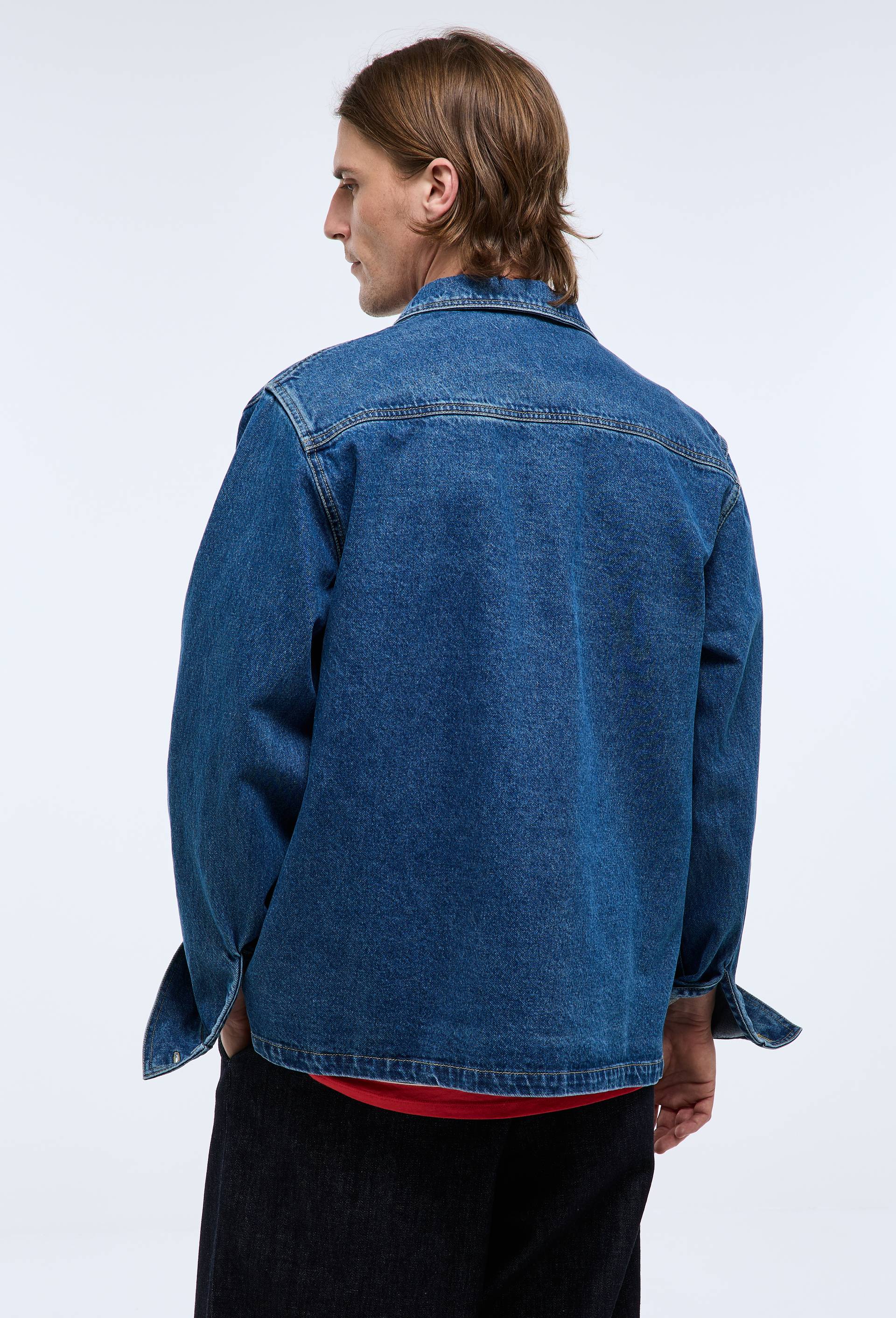 Surchemise en jean en coton, Bleu, large image number 2