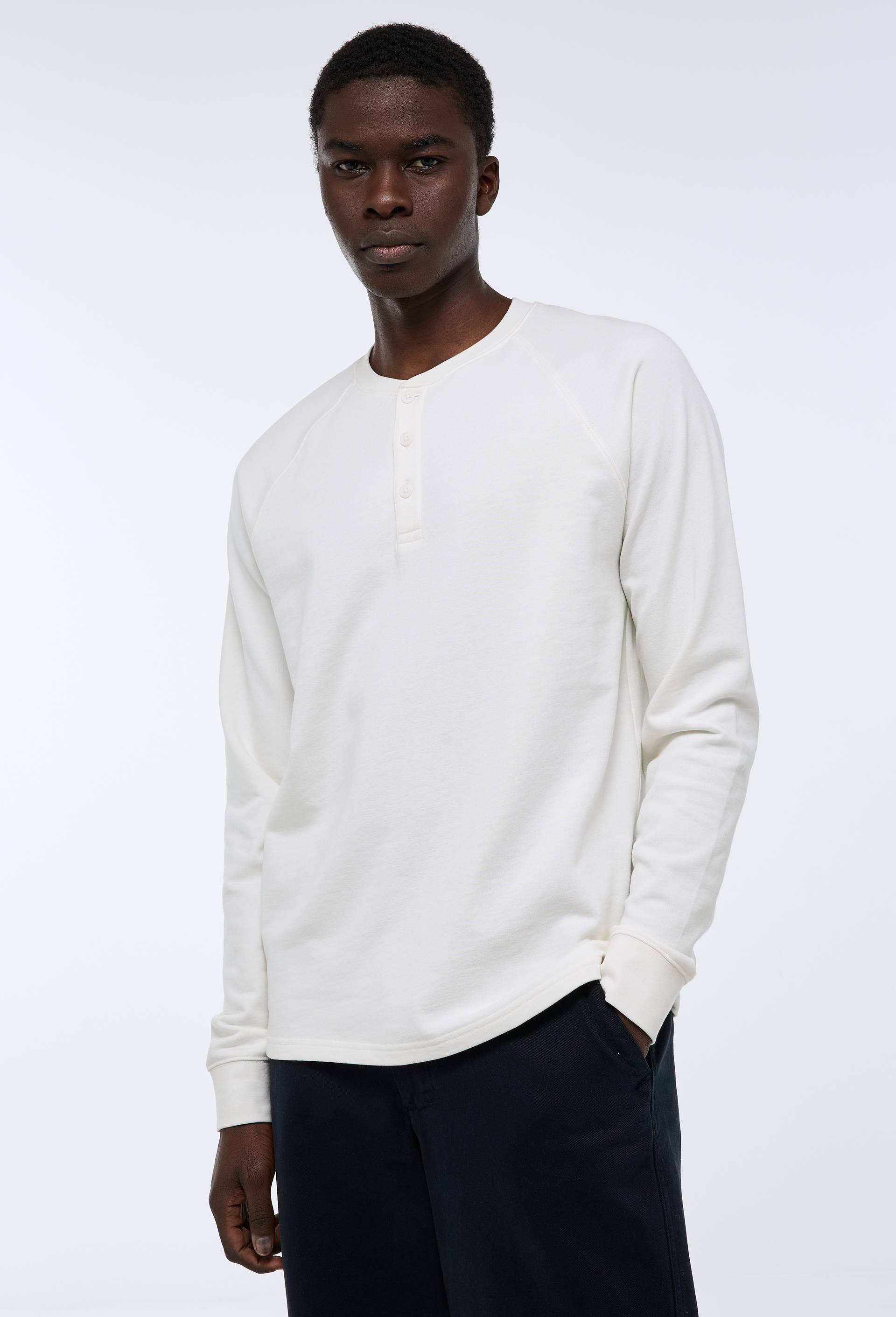 Molleton col tunisien en coton bio GOTS, Ecru, swatch image