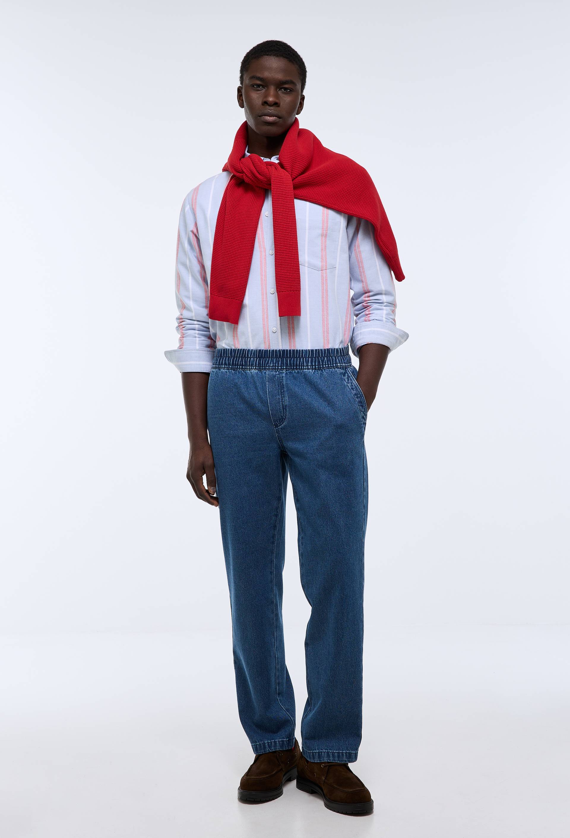 Jean &eacute;lastiqu&eacute; en denim coton bio GOTS, Bleu, large image number 1.0