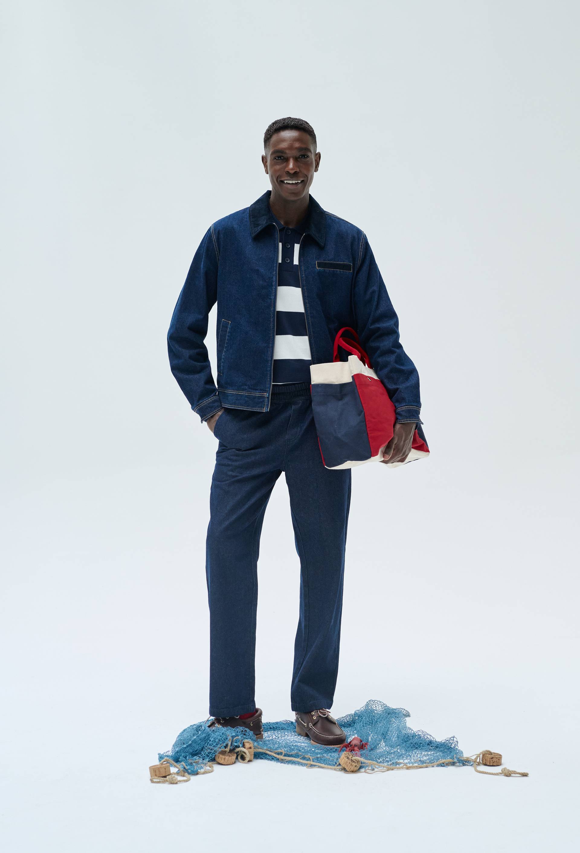 Veste en jean en coton avec col velours, Bleu fonc&eacute;, large image number 0