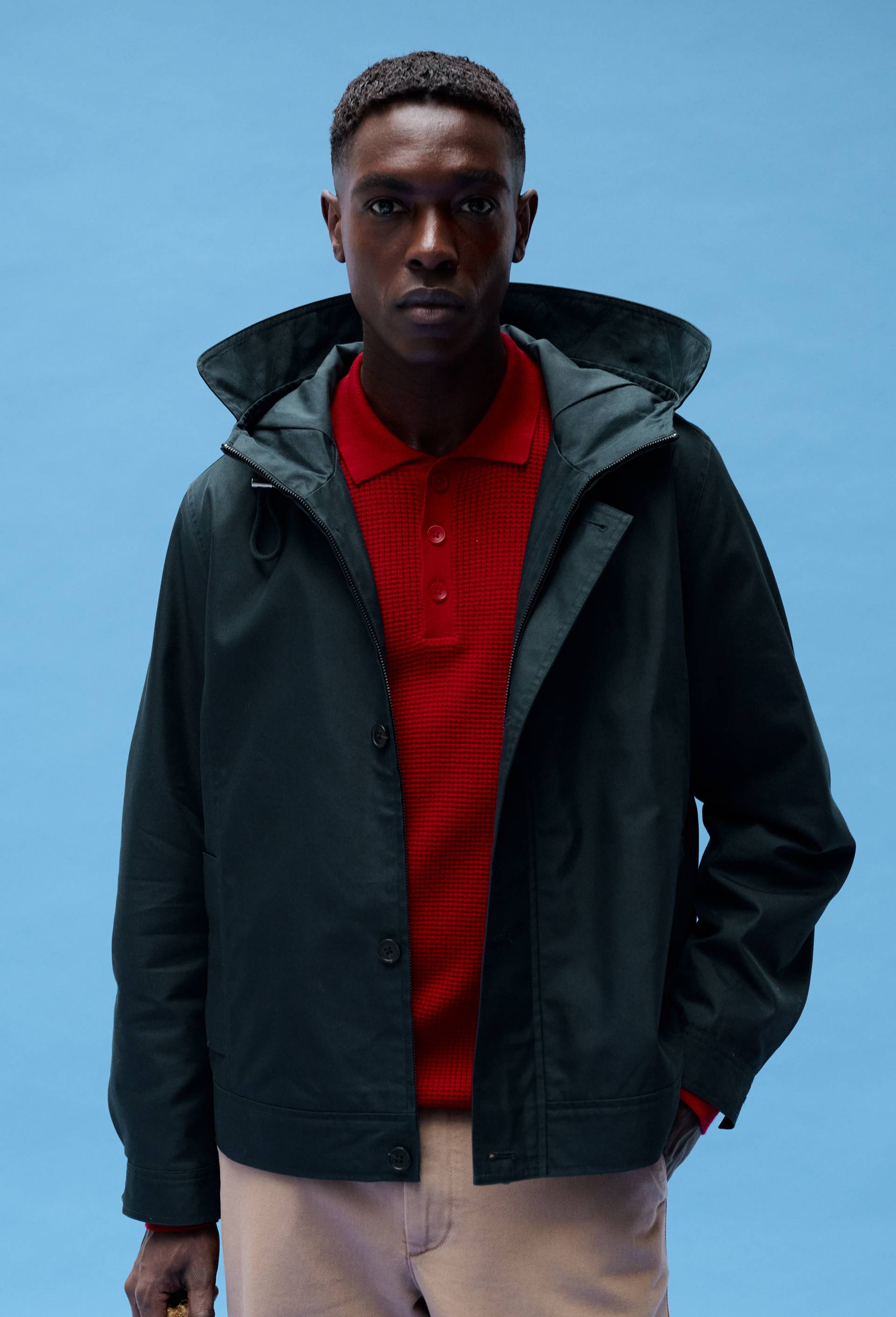 Veste &agrave; capuche d&eacute;perlante, Bleu fonc&eacute;, large image number 0