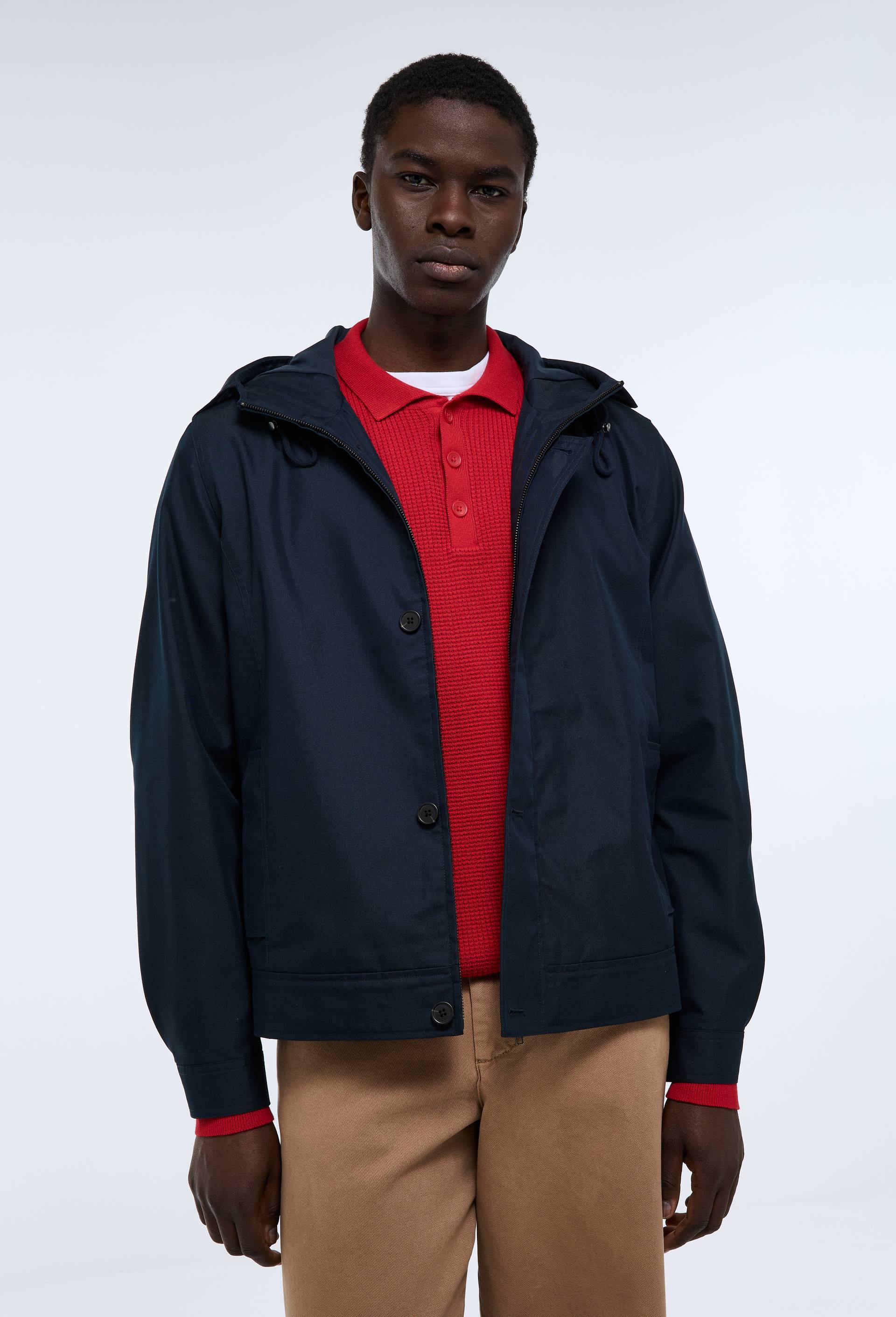 Veste &agrave; capuche d&eacute;perlante, Bleu fonc&eacute;, large image number 2