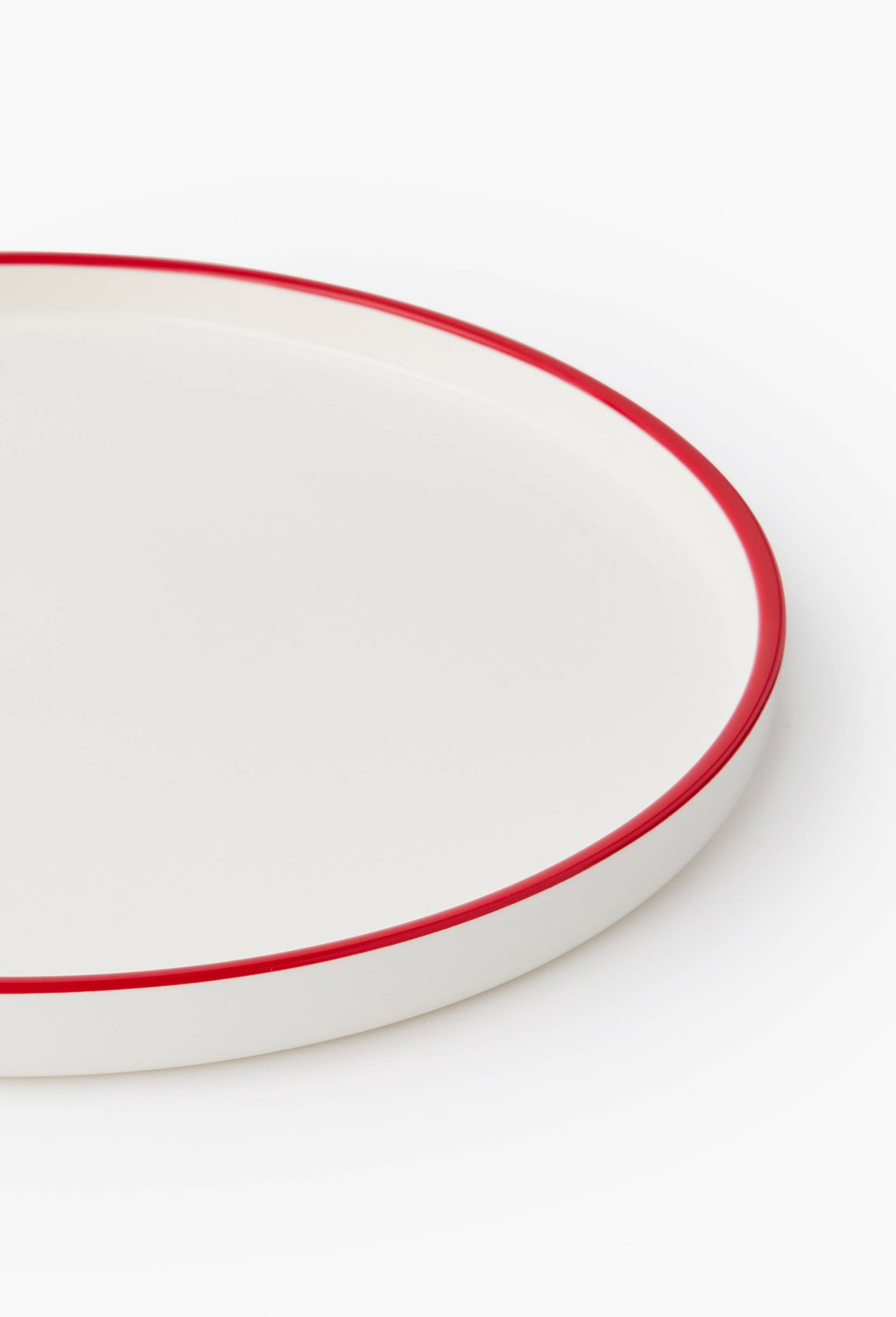 Assiette plate finition liser&eacute;, 25cm, Rouge, large image number 1.0
