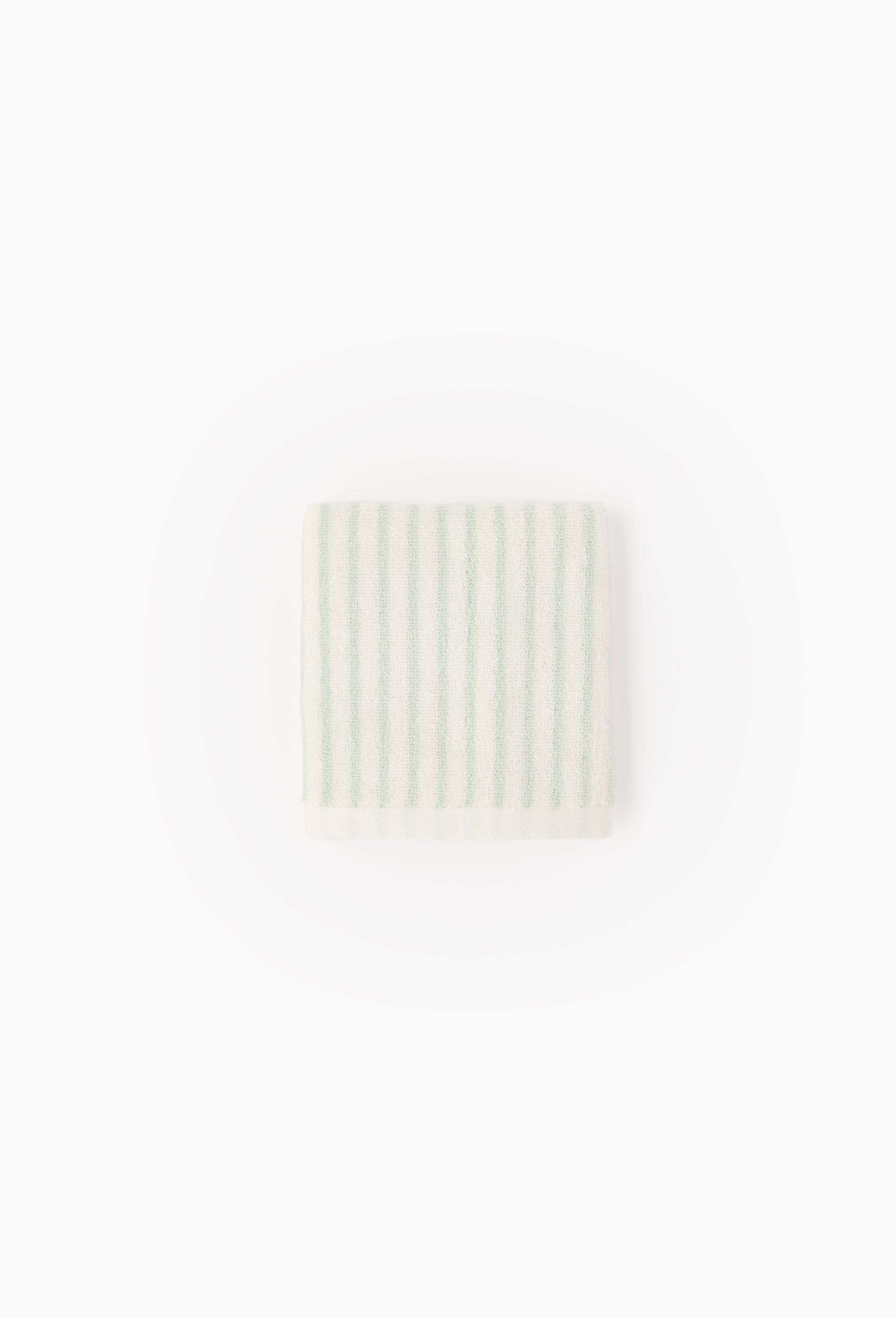 Serviette de bain ray&eacute;e, en coton BIO GOTS, Bleu clair, large image number 0