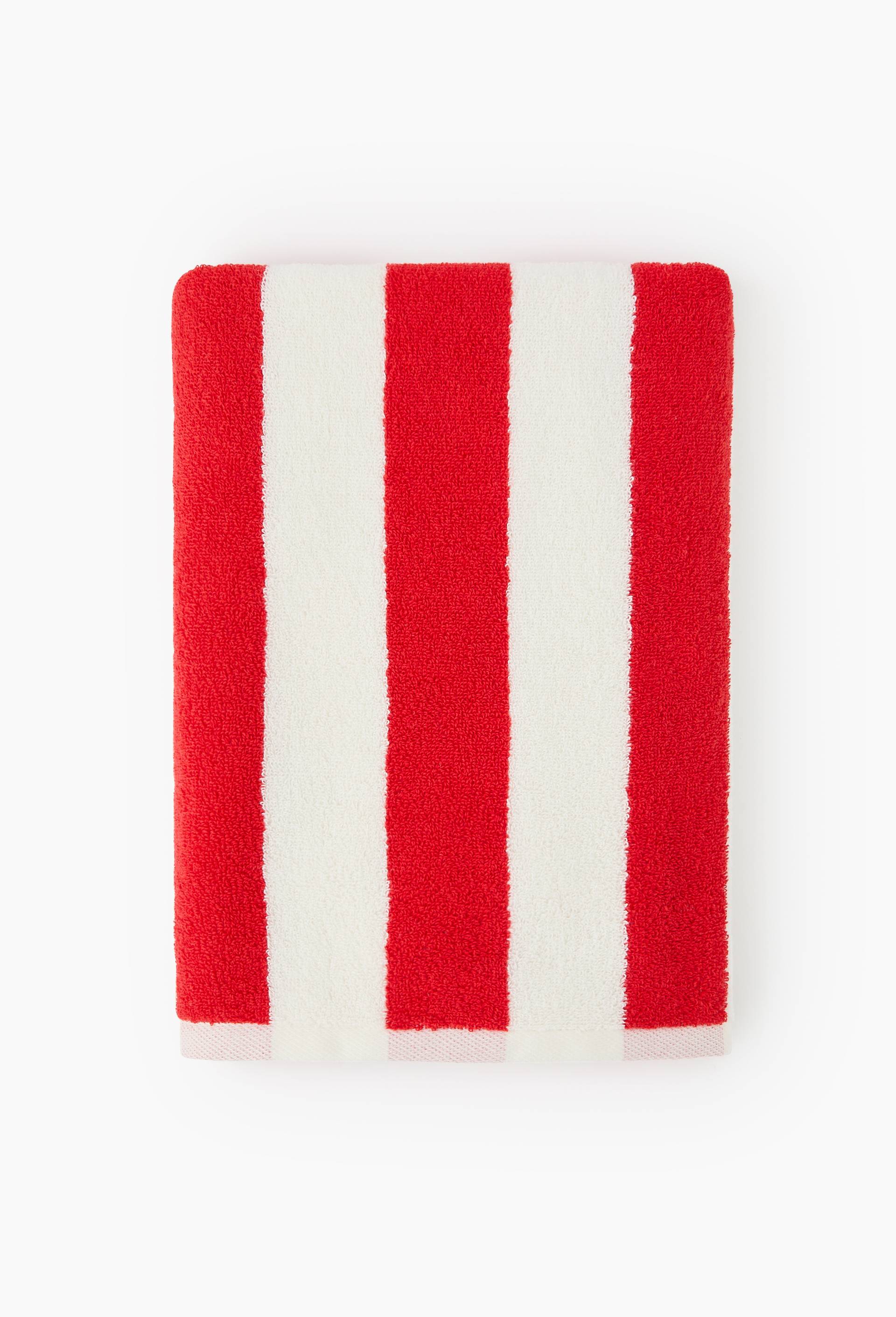 Drap de bain ray&eacute;, en coton BIO GOTS, Rouge, swatch image