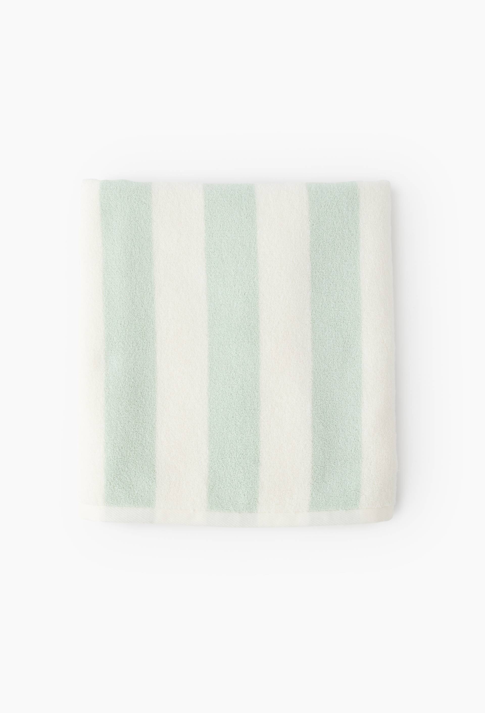 Drap de bain ray&eacute;, en coton BIO GOTS, Bleu clair, large image number 0