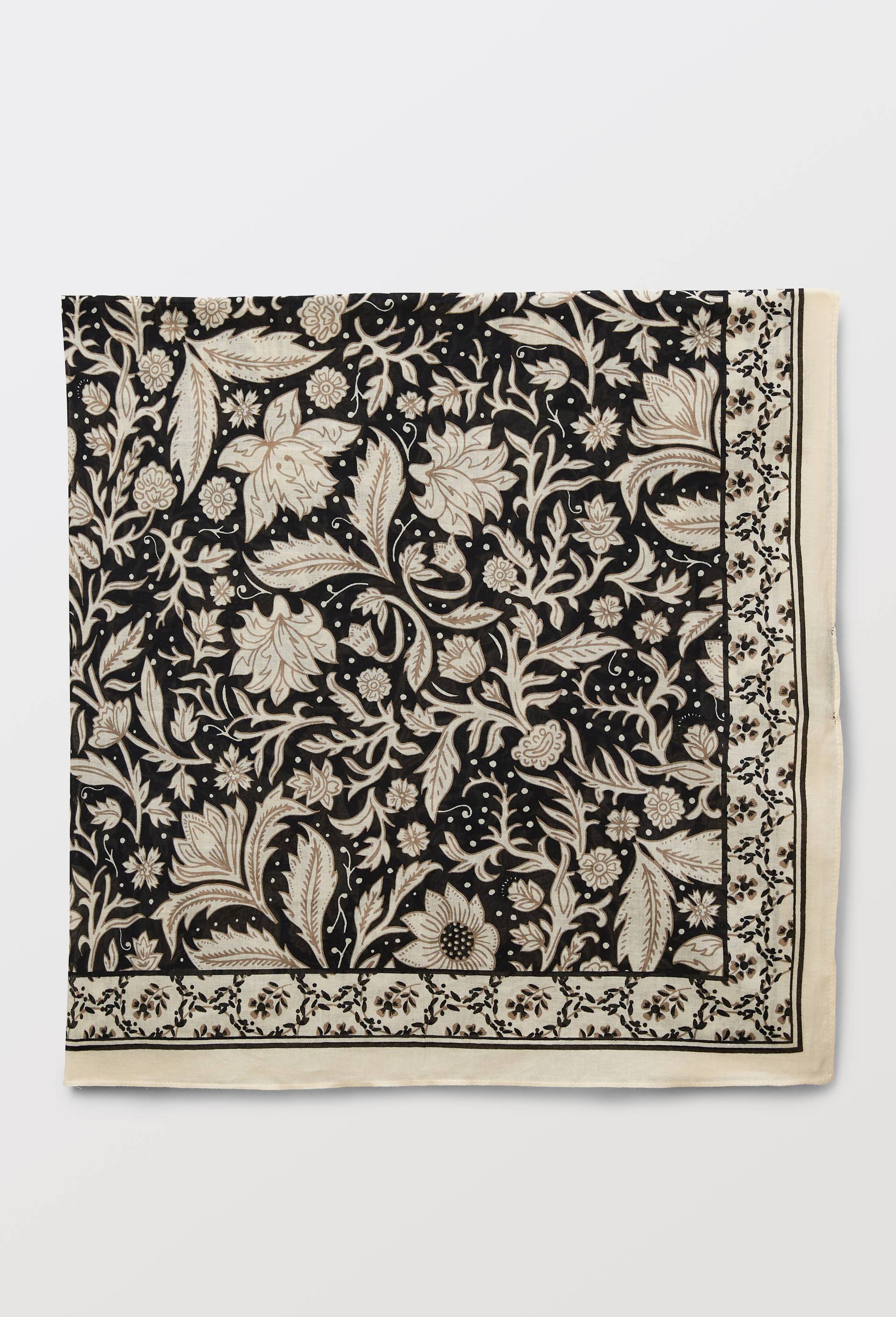 Foulard imprim&eacute; en coton BIO GOTS, Noir, large image number 1