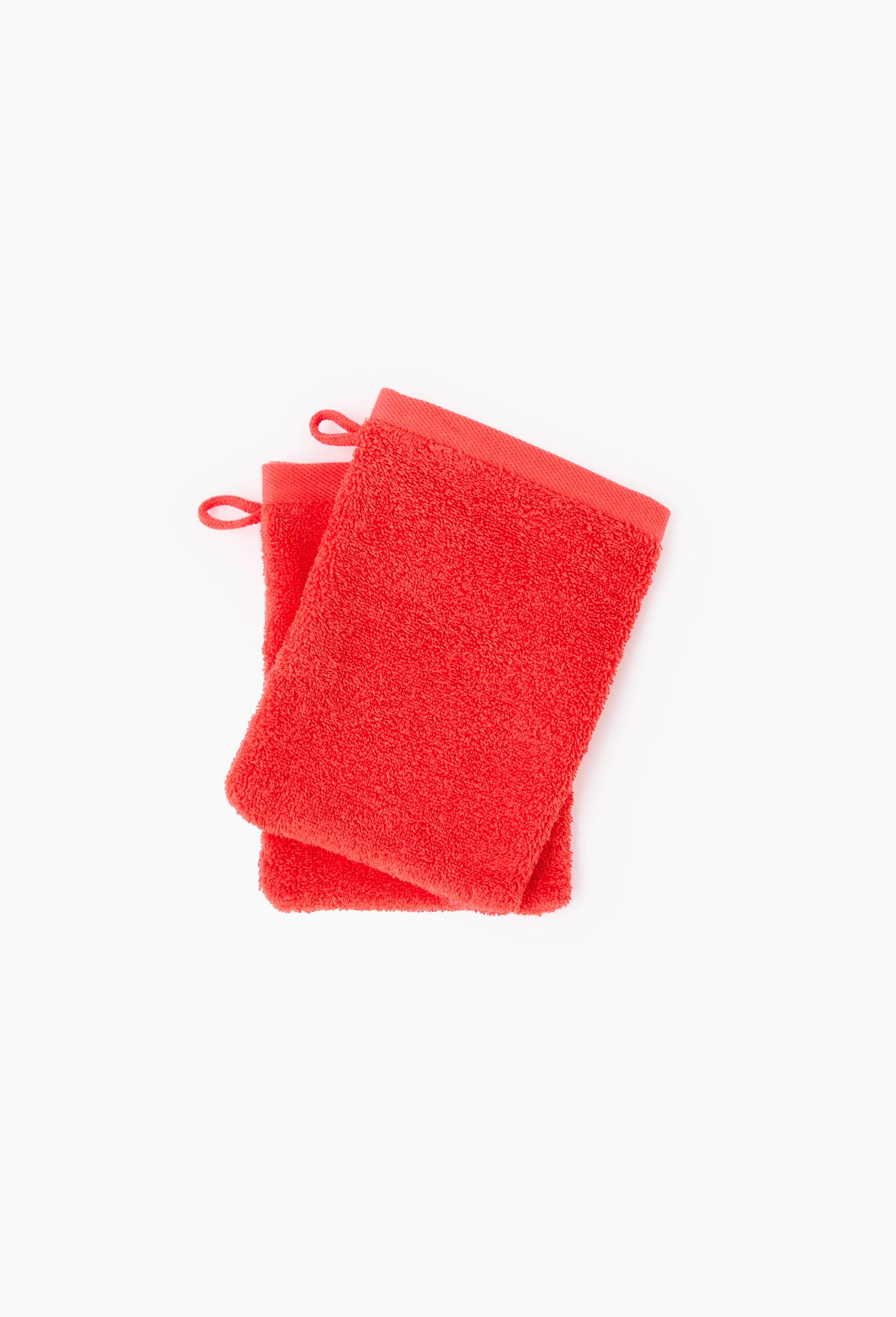 Lot de 2 gants de toilette, en coton BIO GOTS, Rouge, large image number 1