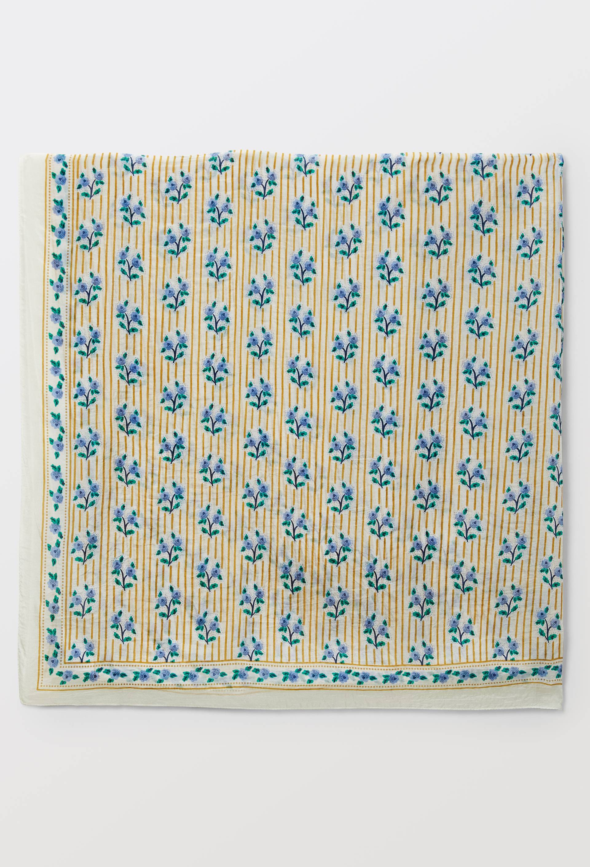 Foulard imprim&eacute; en soie, Bleu, large image number 1