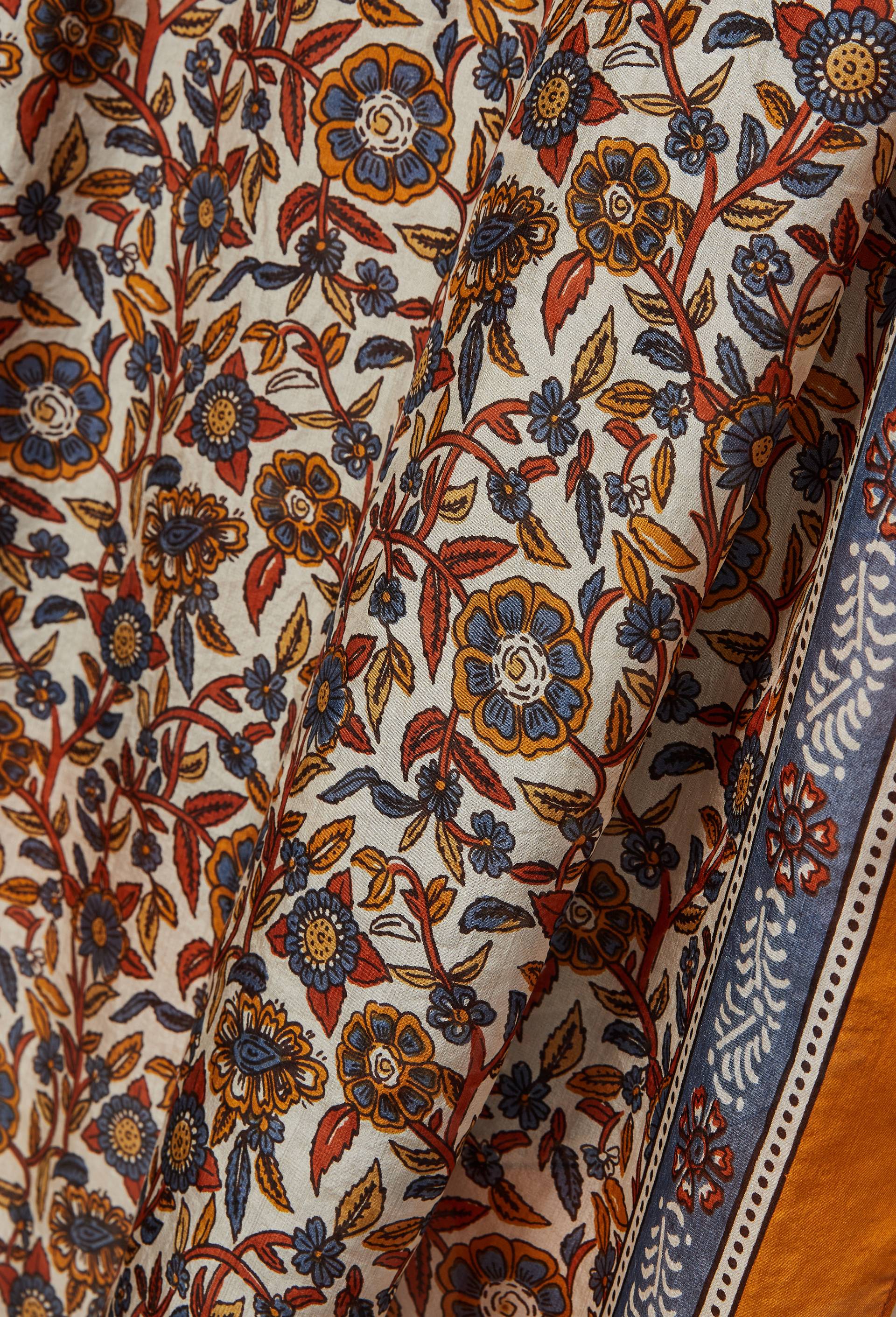 Foulard imprim&eacute; en soie, Brun clair, large image number 1