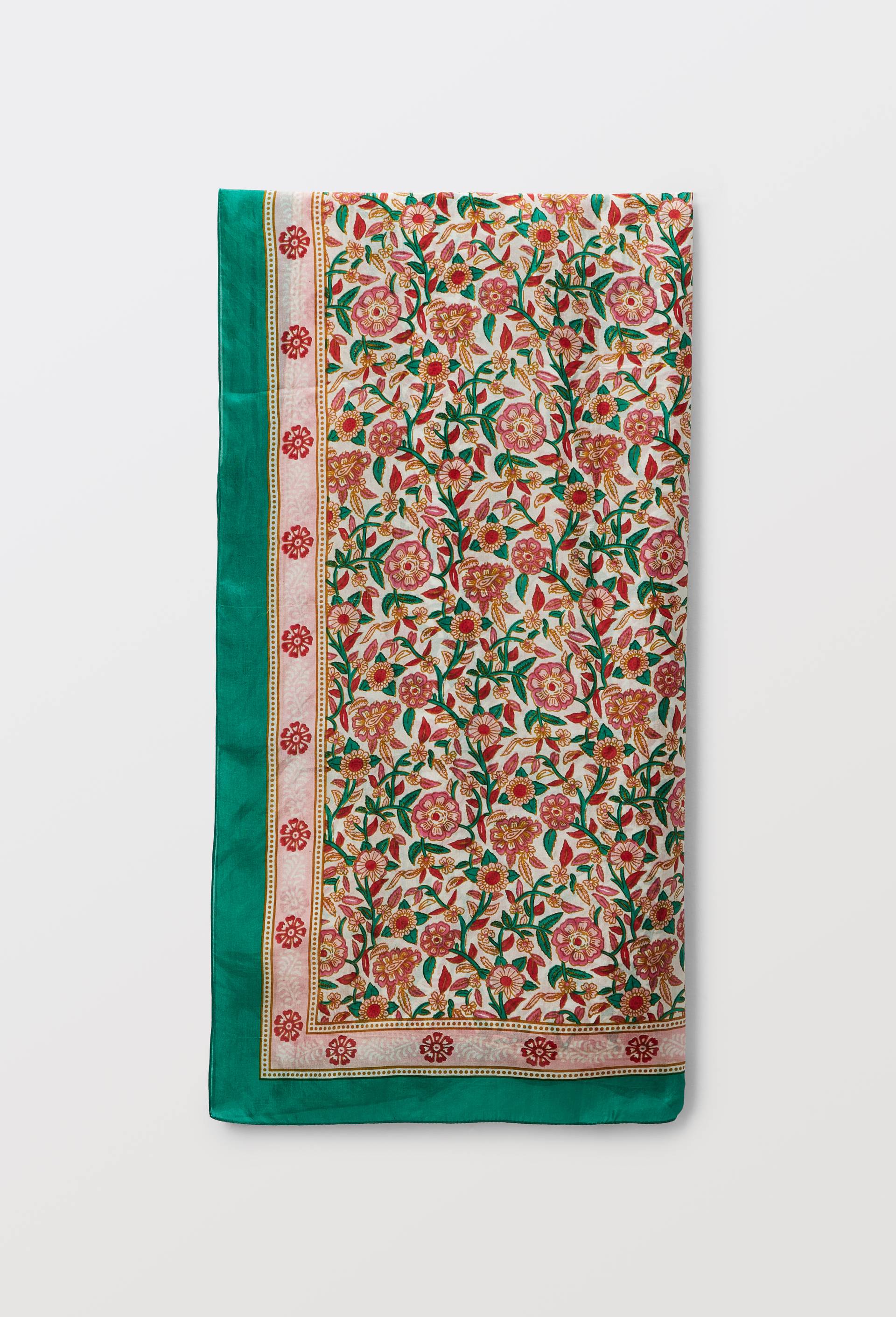 Foulard imprim&eacute; en soie, Rose, large image number 0