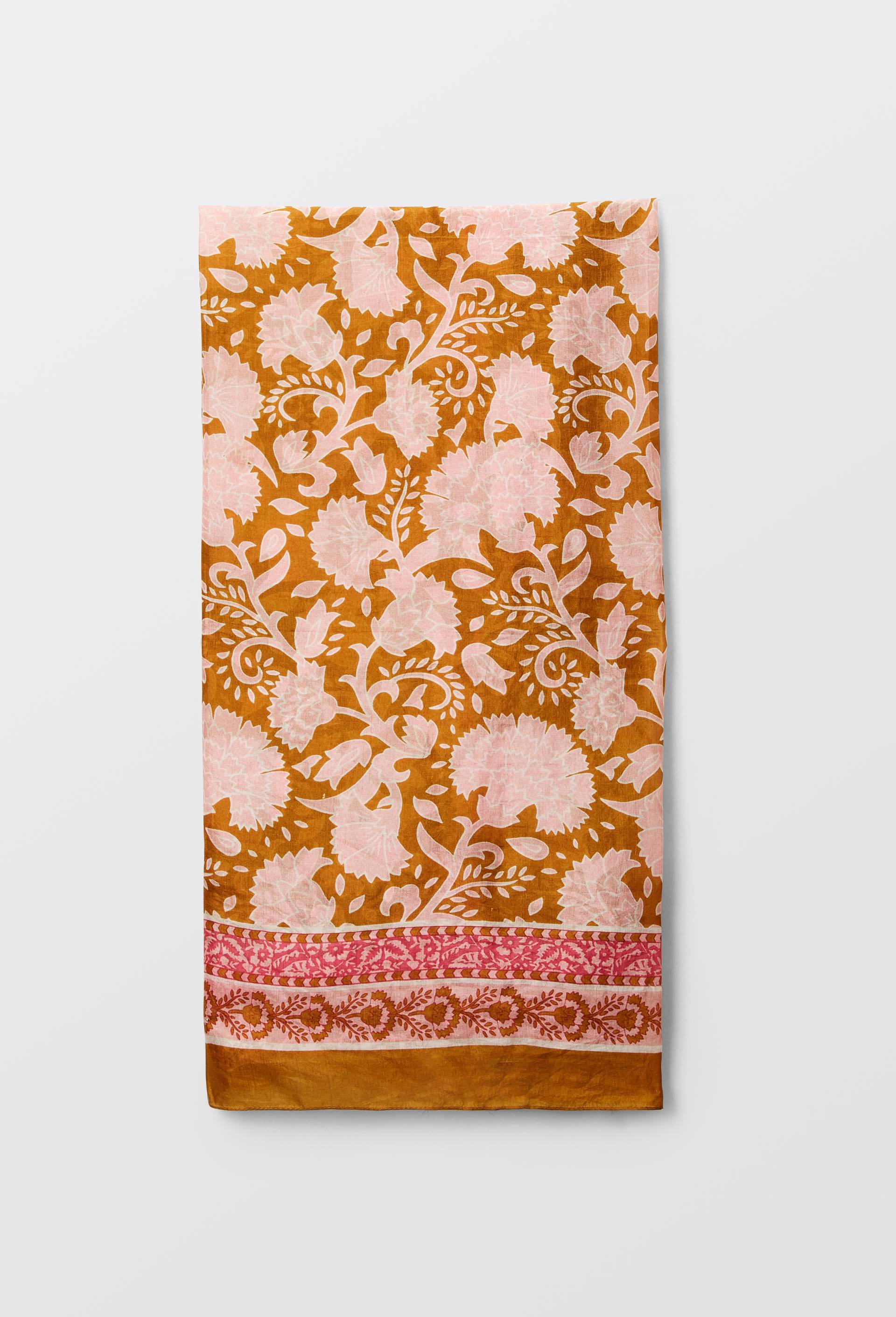 Foulard imprim&eacute; en soie, Rose, large image number 0