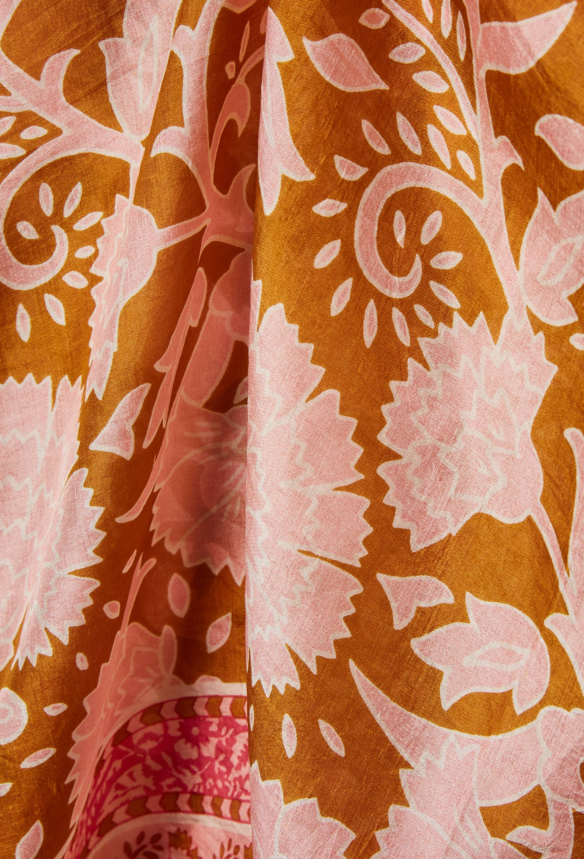 Foulard imprim&eacute; en soie, Rose, large image number 1.0