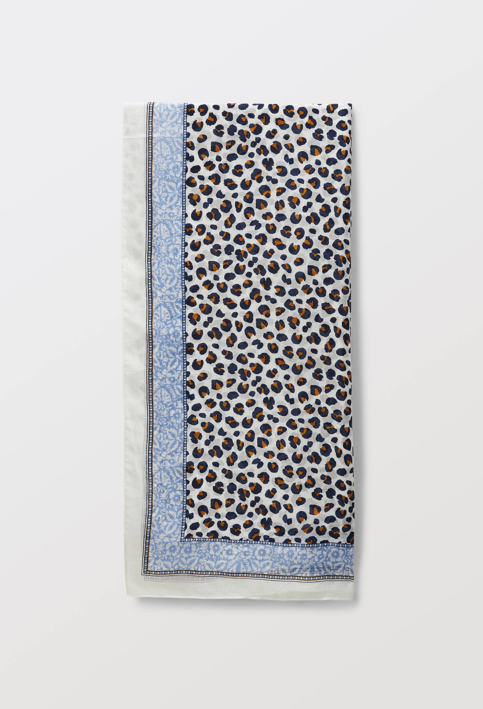 Foulard imprim&eacute; en soie, Bleu, large image number 0