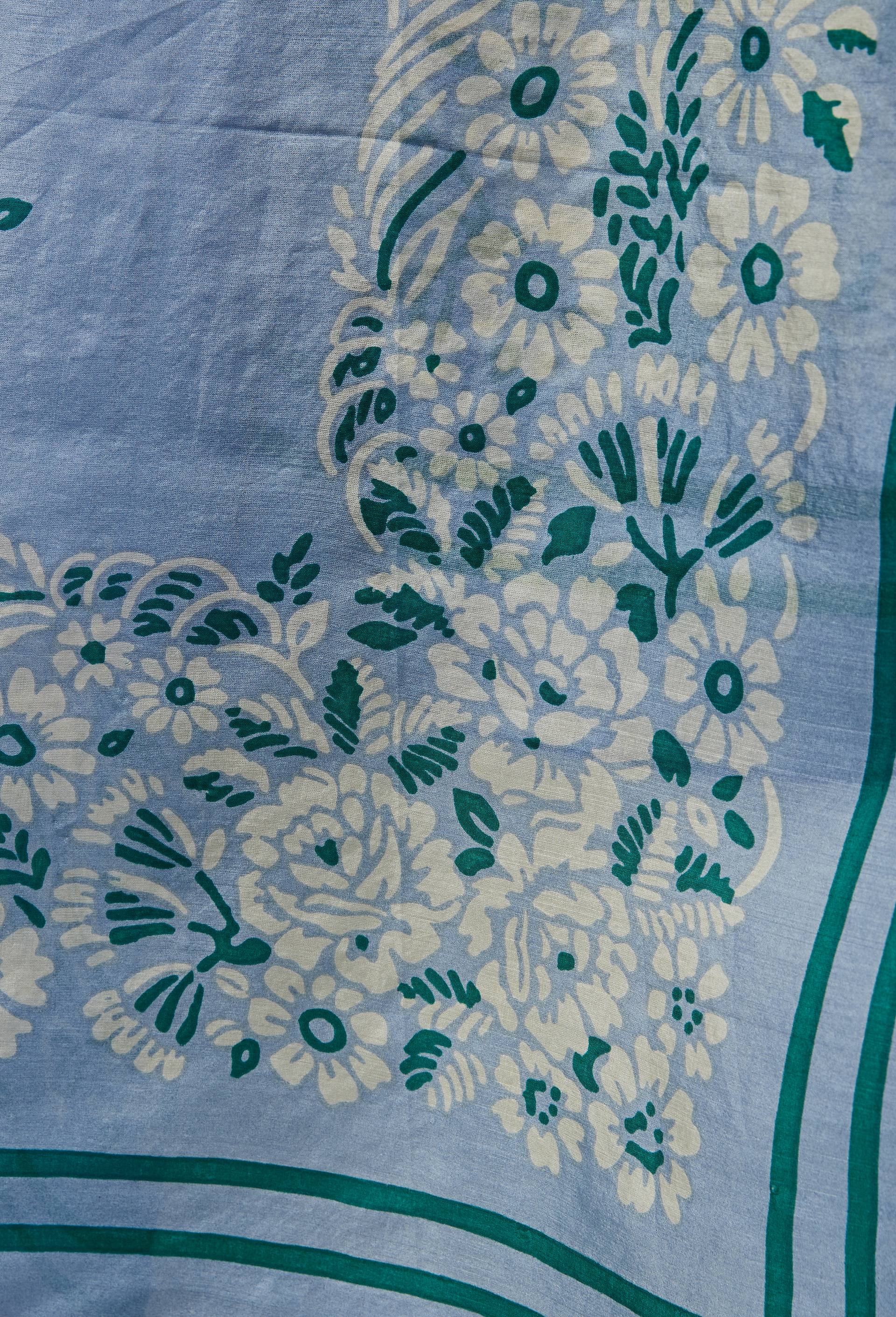 Foulard imprim&eacute; en soie, Bleu, large image number 1