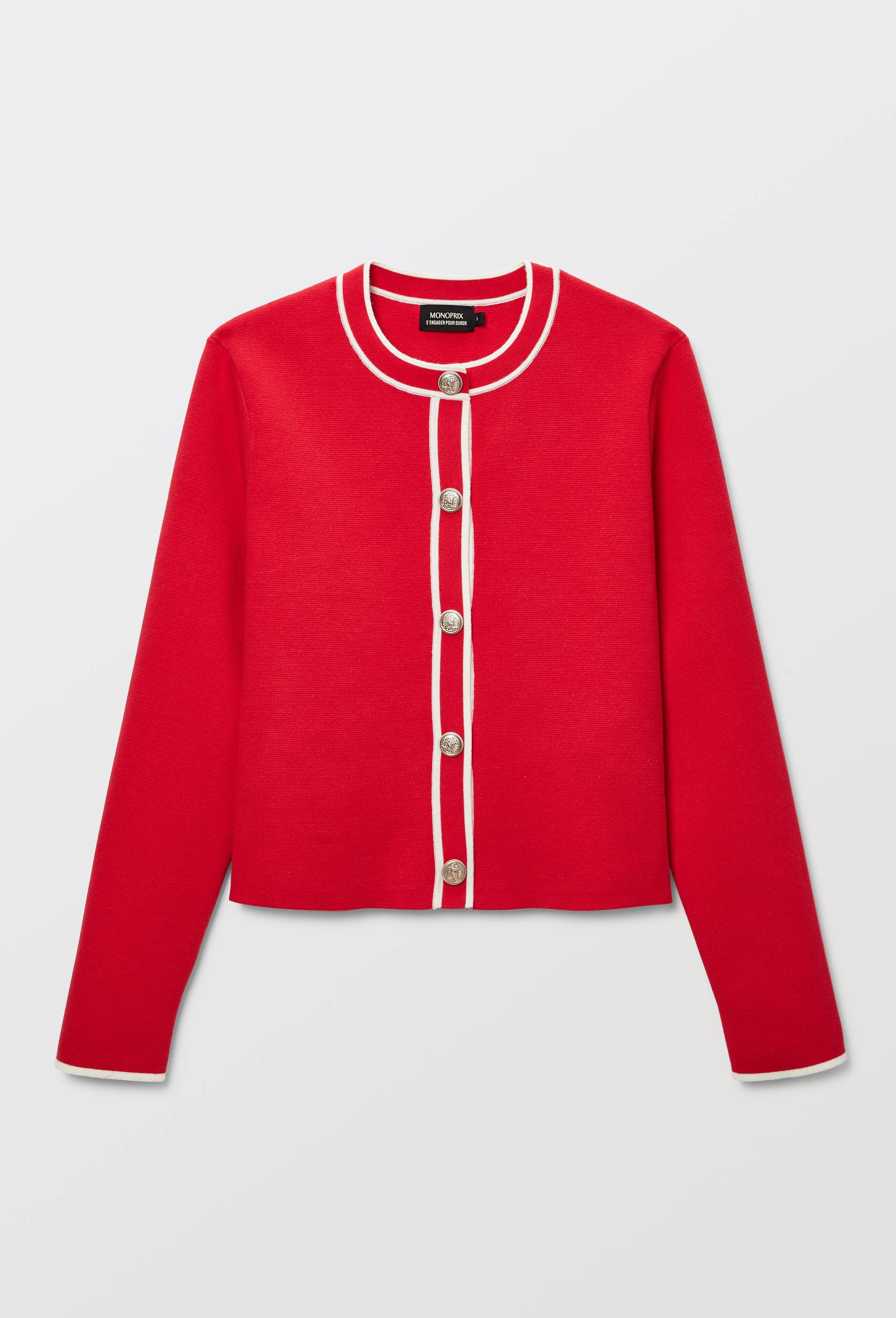 Cardigan boutonn&eacute;e, Rouge, large image number 3.0
