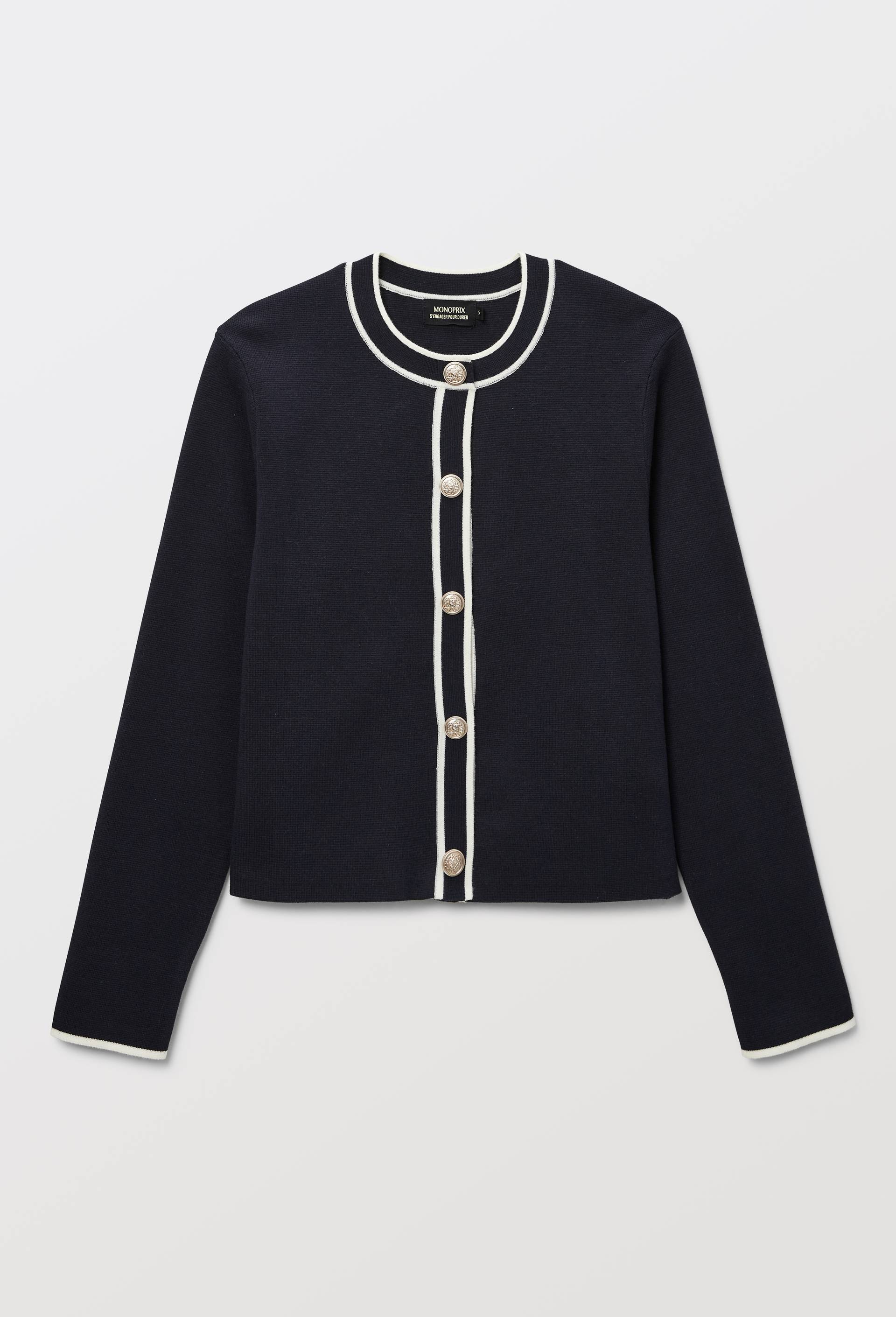 Cardigan boutonn&eacute;e, Bleu fonc&eacute;, large image number 2