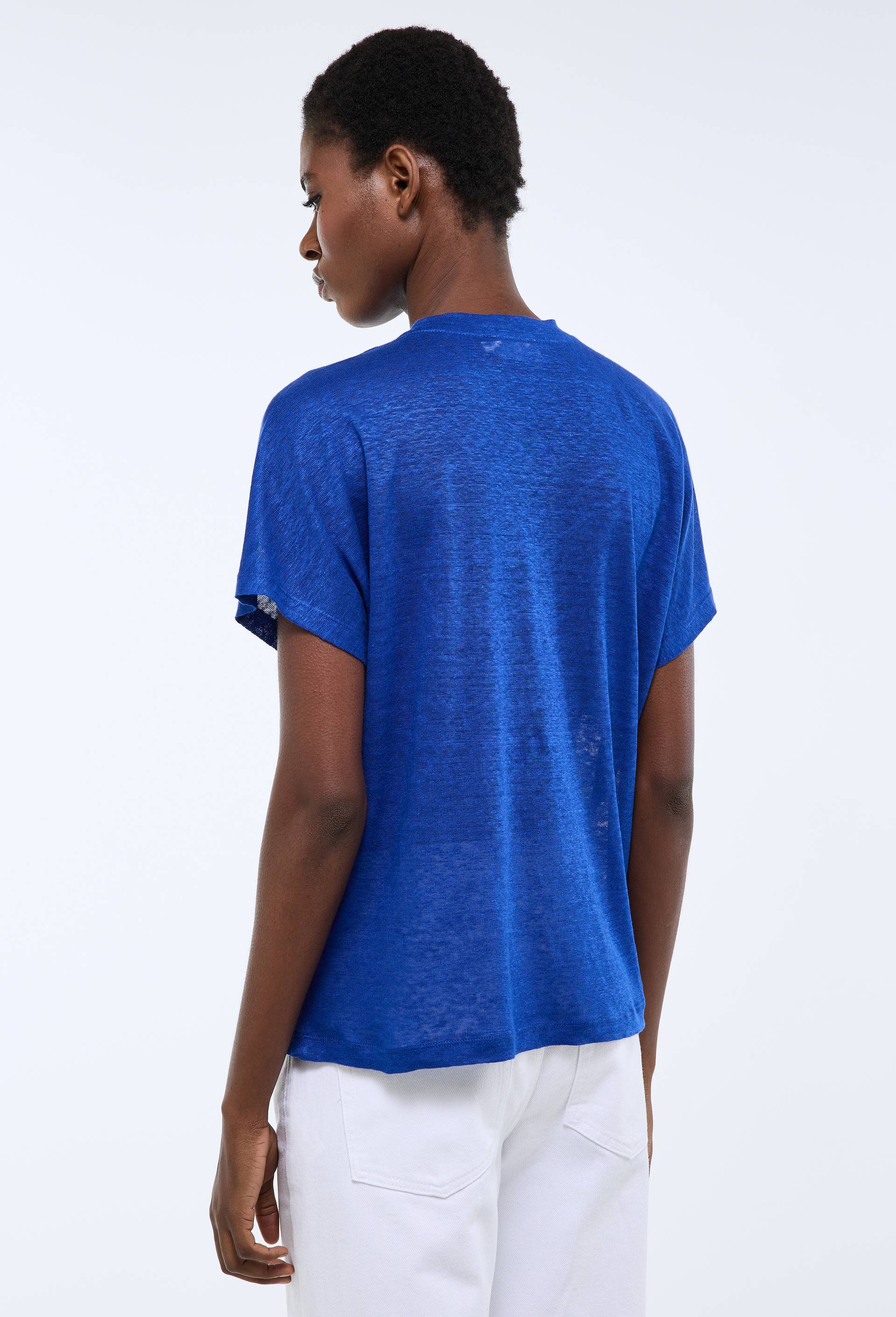 T-shirt &agrave; manches courtes uni, Bleu, large image number 1.0