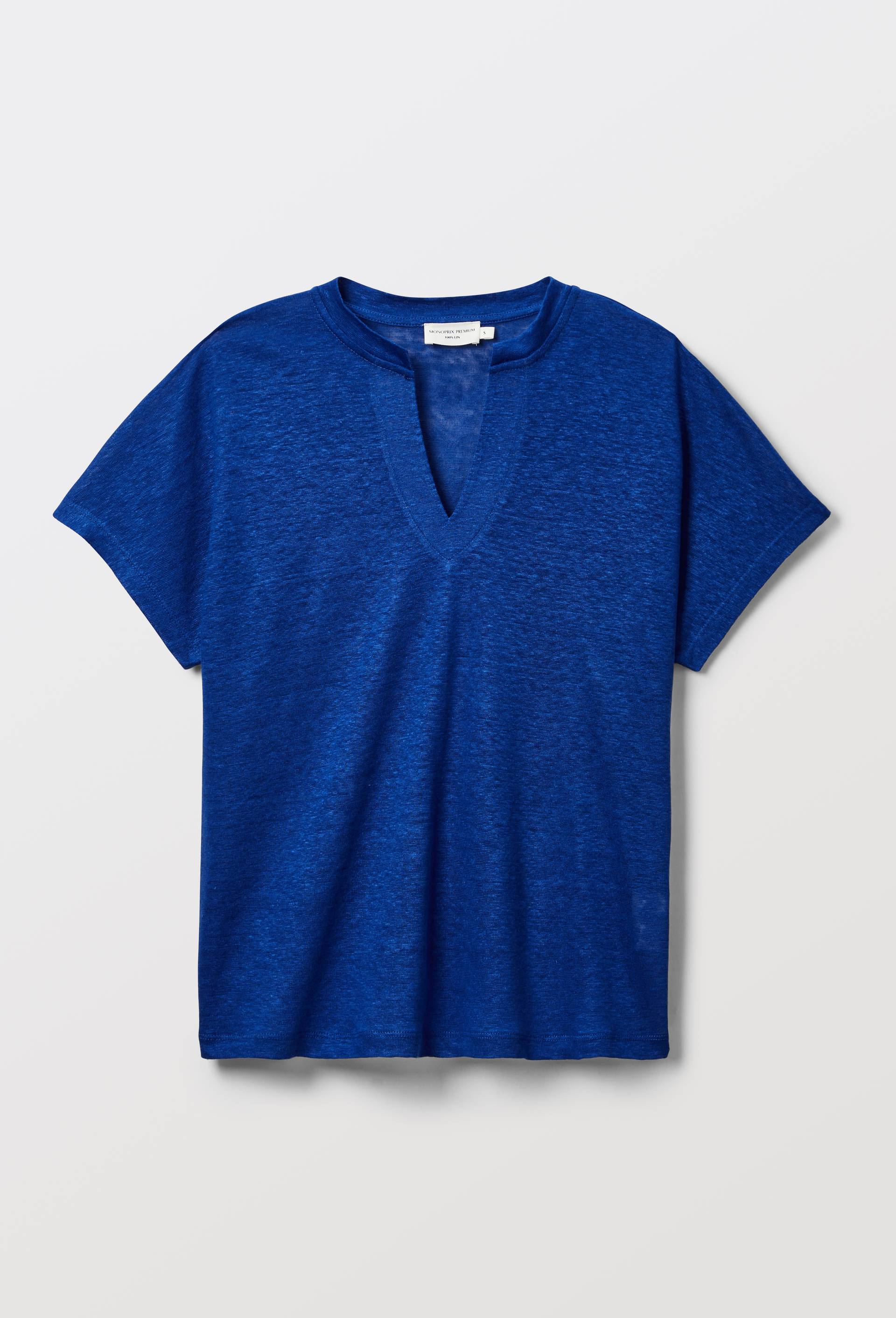 T-shirt &agrave; manches courtes uni, Bleu, large image number 2.0