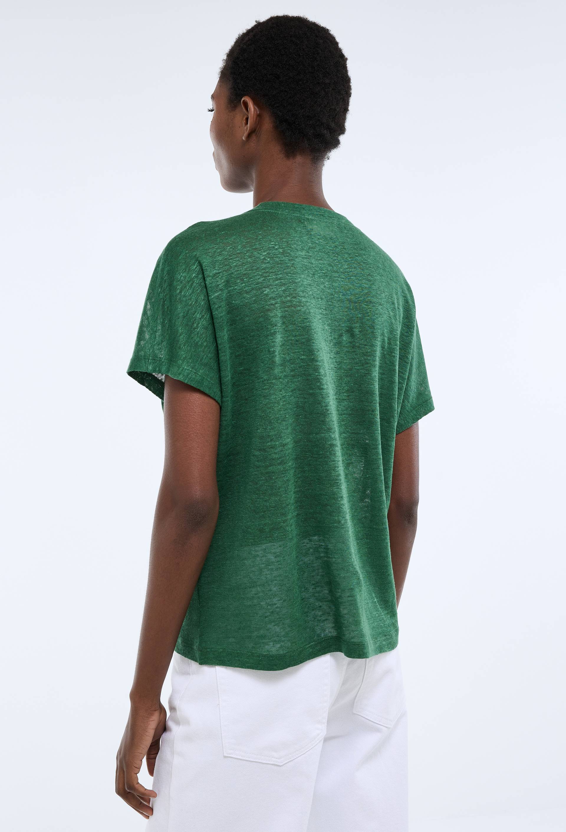 T-shirt &agrave; manches courtes uni, Vert fonc&eacute;, large image number 1