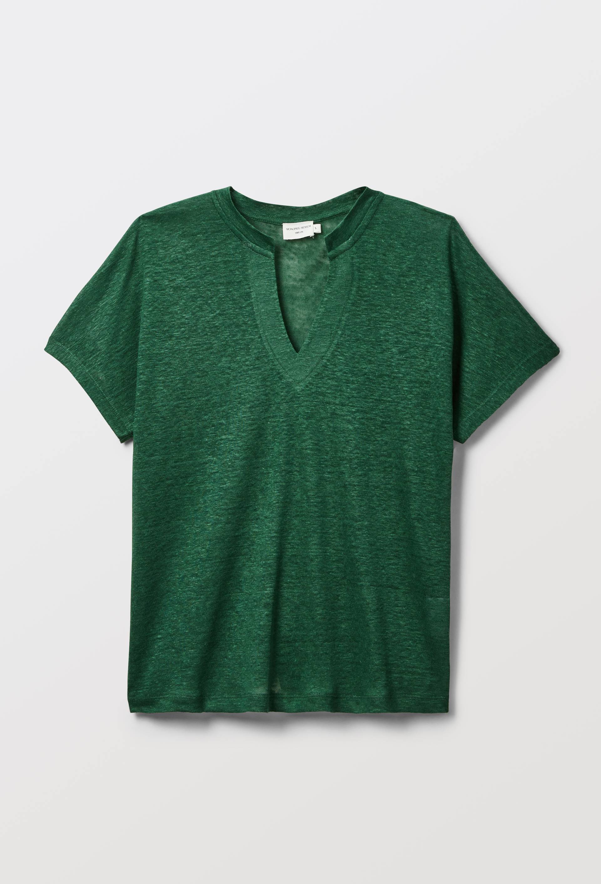 T-shirt &agrave; manches courtes uni, Vert fonc&eacute;, large image number 2
