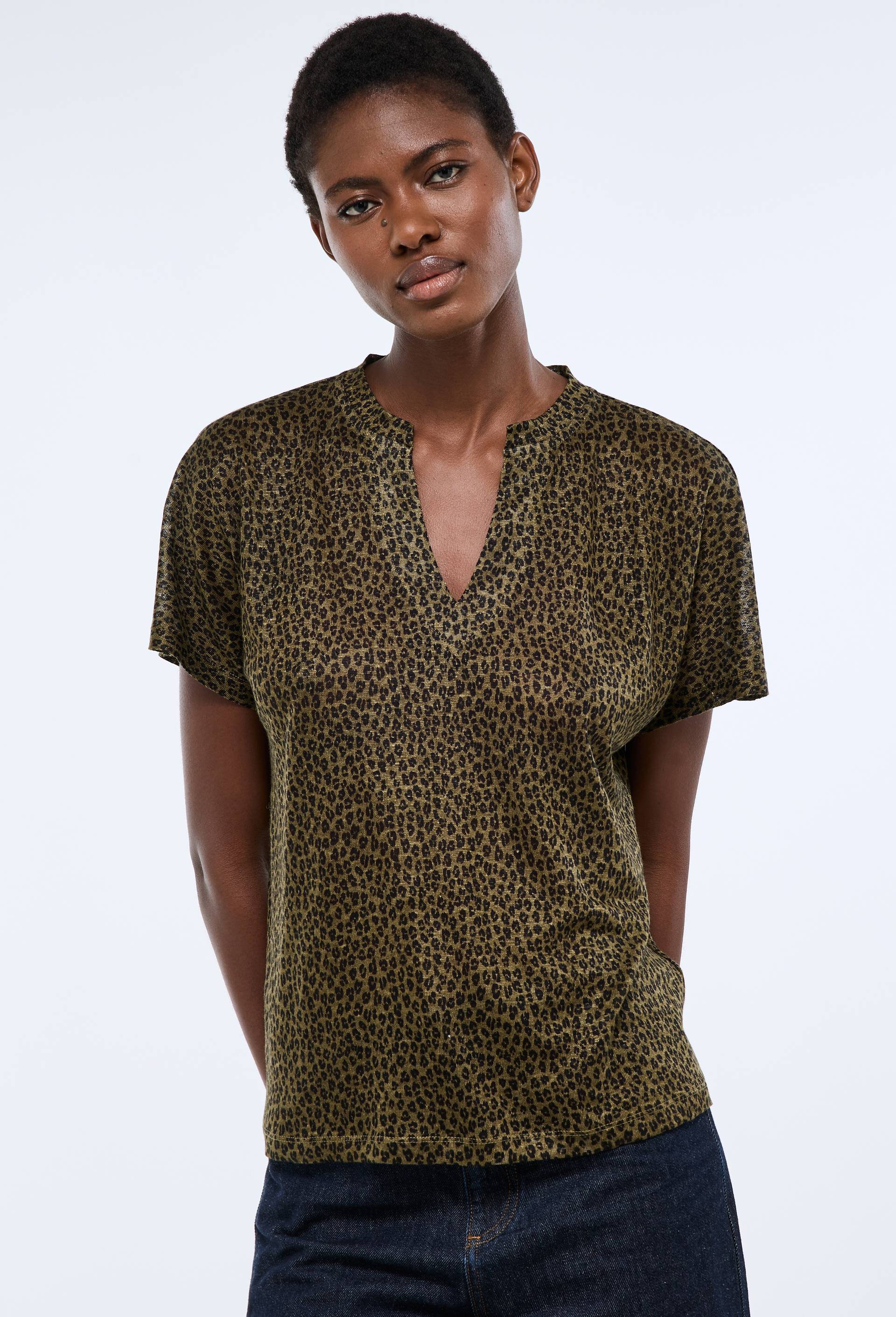 T-shirt manches courtes imprim&eacute;, Vert fonc&eacute;, large image number 0.0