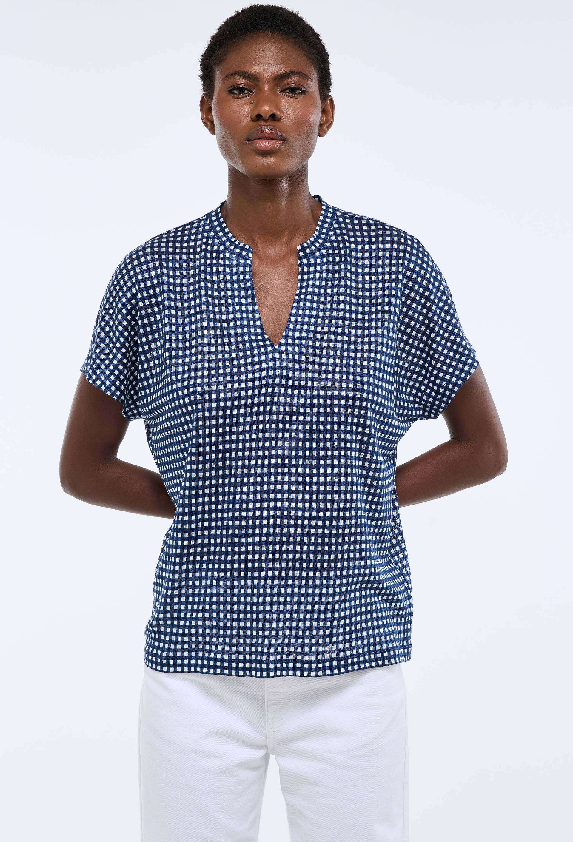 T-shirt &agrave; manches courtes imprim&eacute;, Bleu fonc&eacute;, swatch image