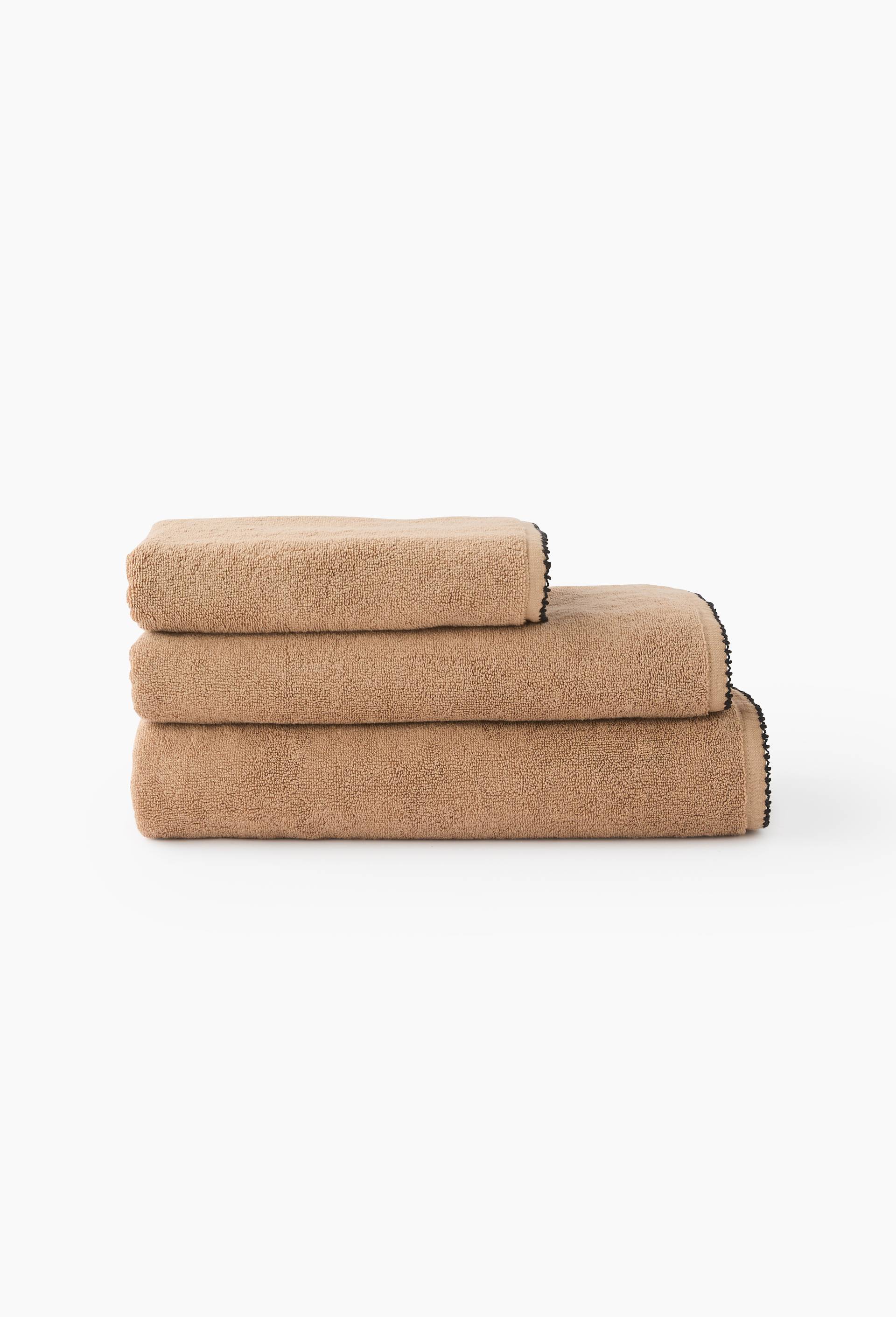 Serviette de bain &agrave; finition croquet, en coton BIO GOTS, Beige, large image number 0